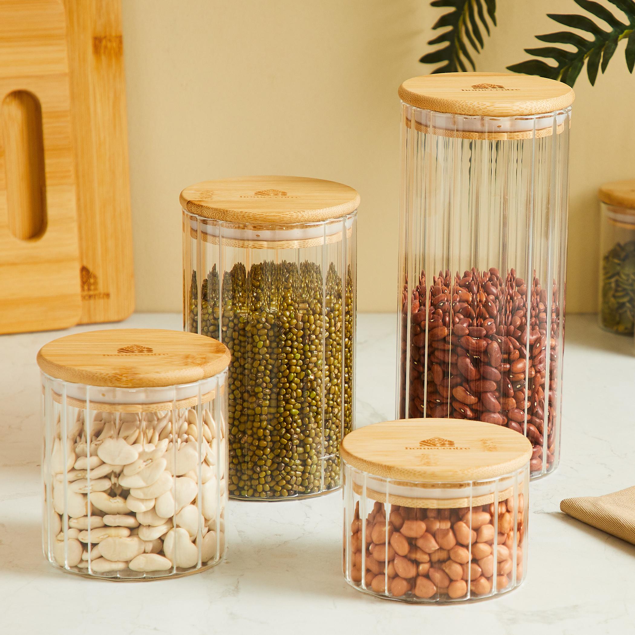 Spinel Glass Storage Canister with Bamboo Lid - 430ml in Transparent