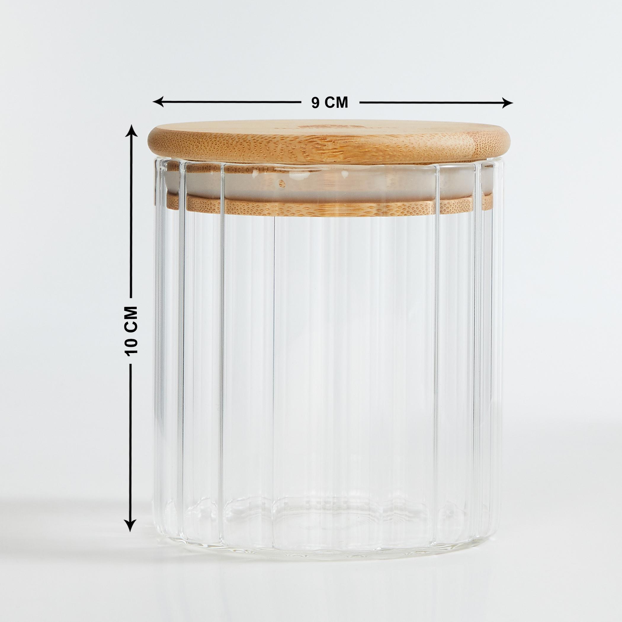 Spinel Glass Storage Canister with Bamboo Lid - 430ml in Transparent