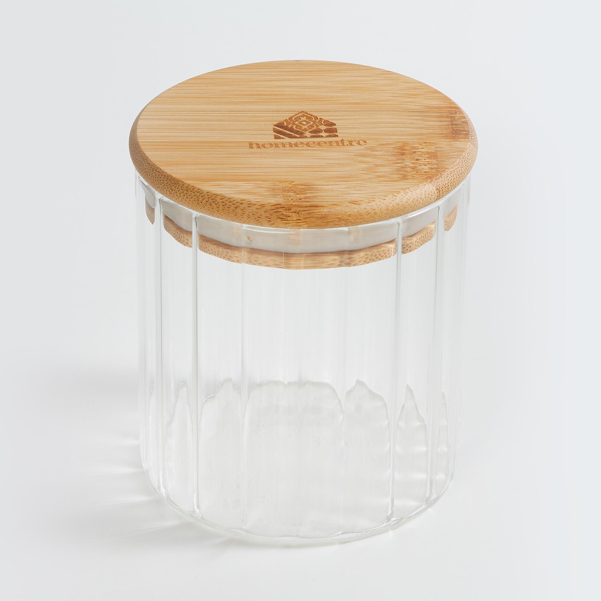 Spinel Glass Storage Canister with Bamboo Lid - 430ml in Transparent