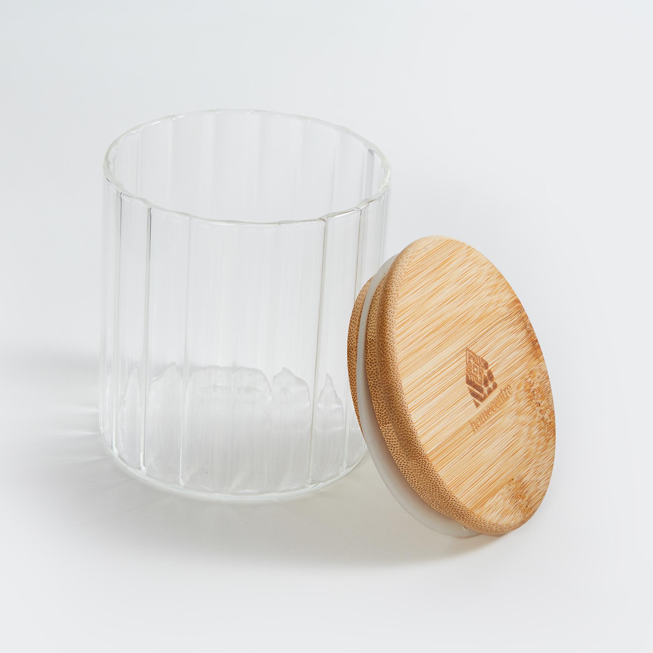 Spinel Glass Storage Canister with Bamboo Lid - 430ml in Transparent