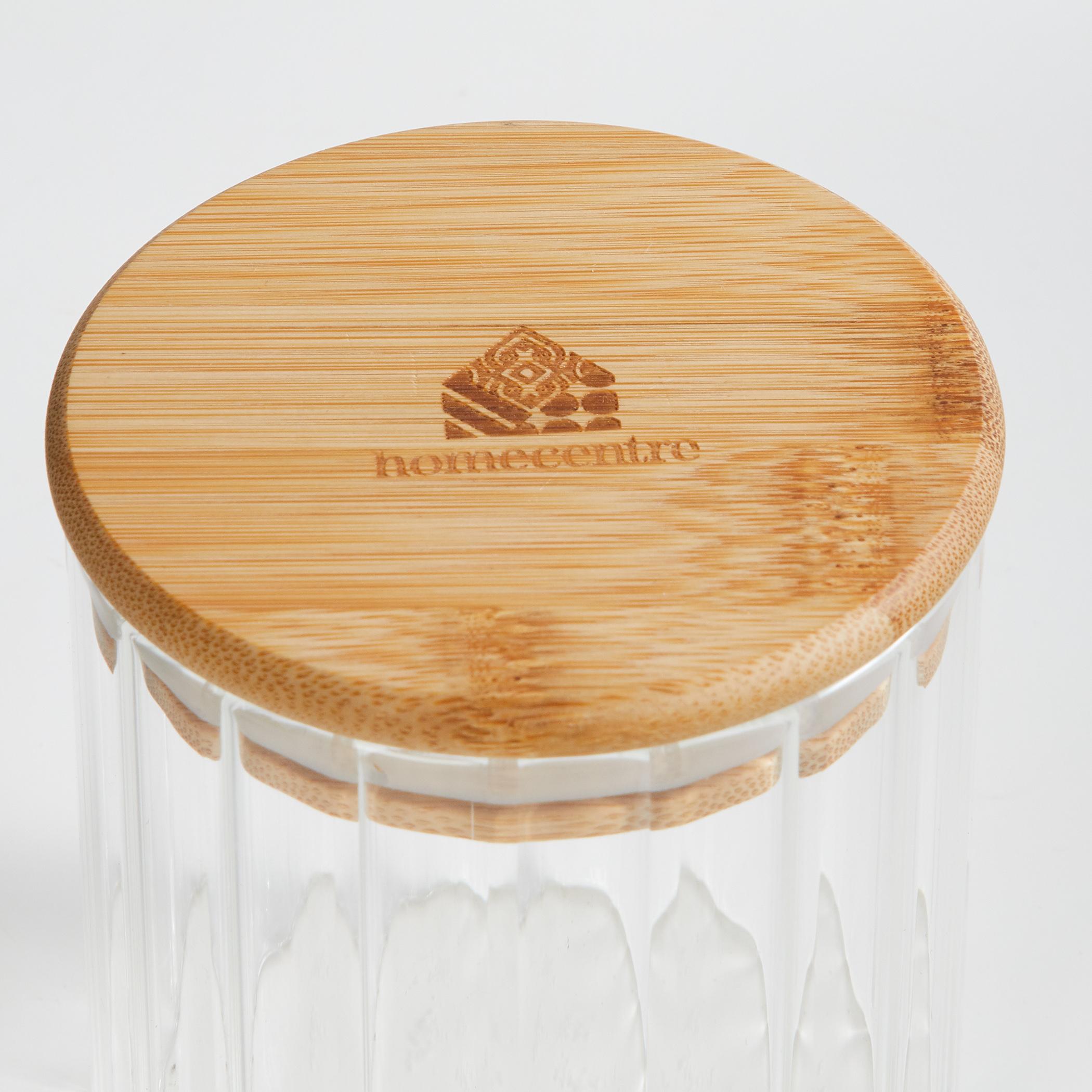 Spinel Glass Storage Canister with Bamboo Lid - 430ml in Transparent