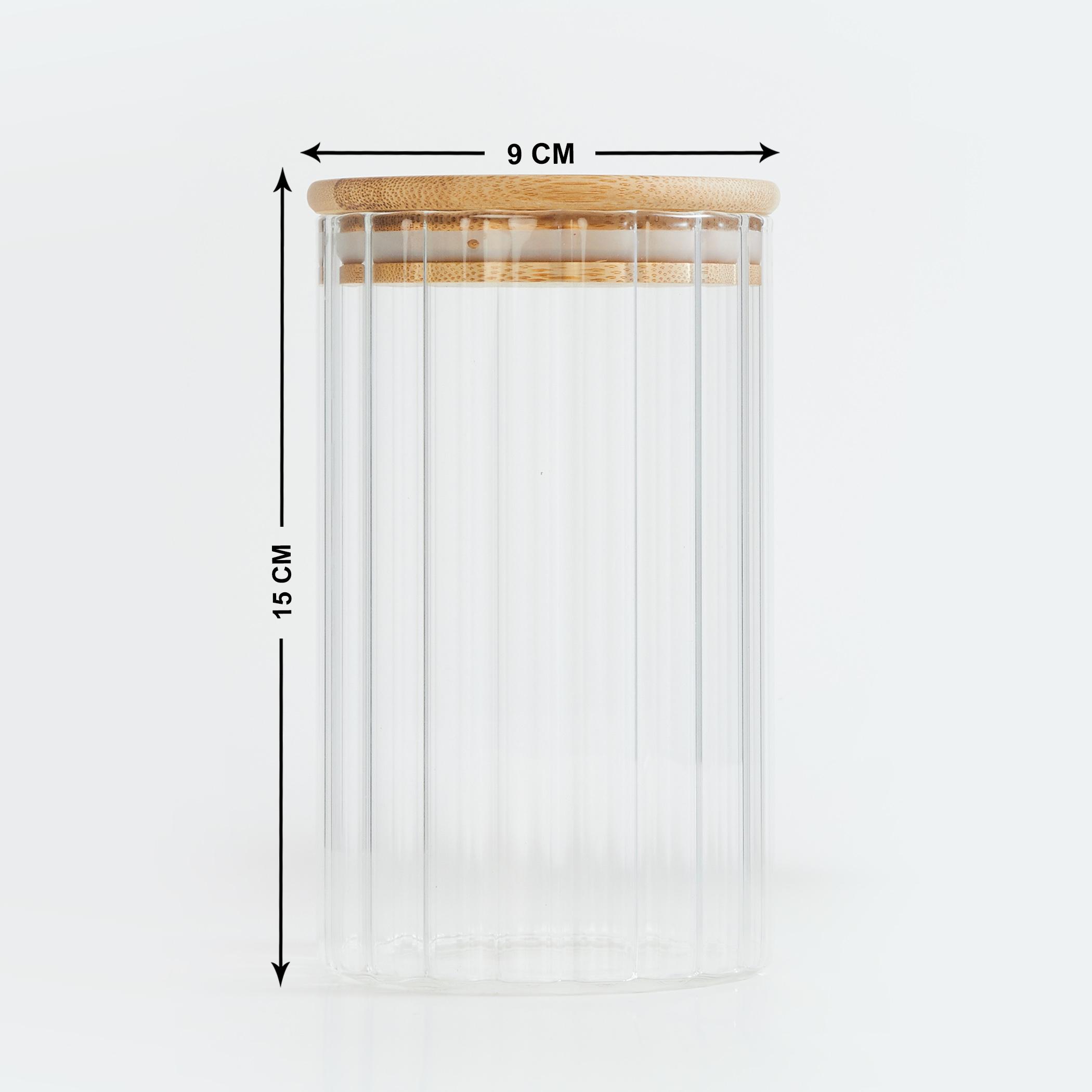 Spinel Storage Glass Canister with Bamboo Lid - 700ml in Transparent