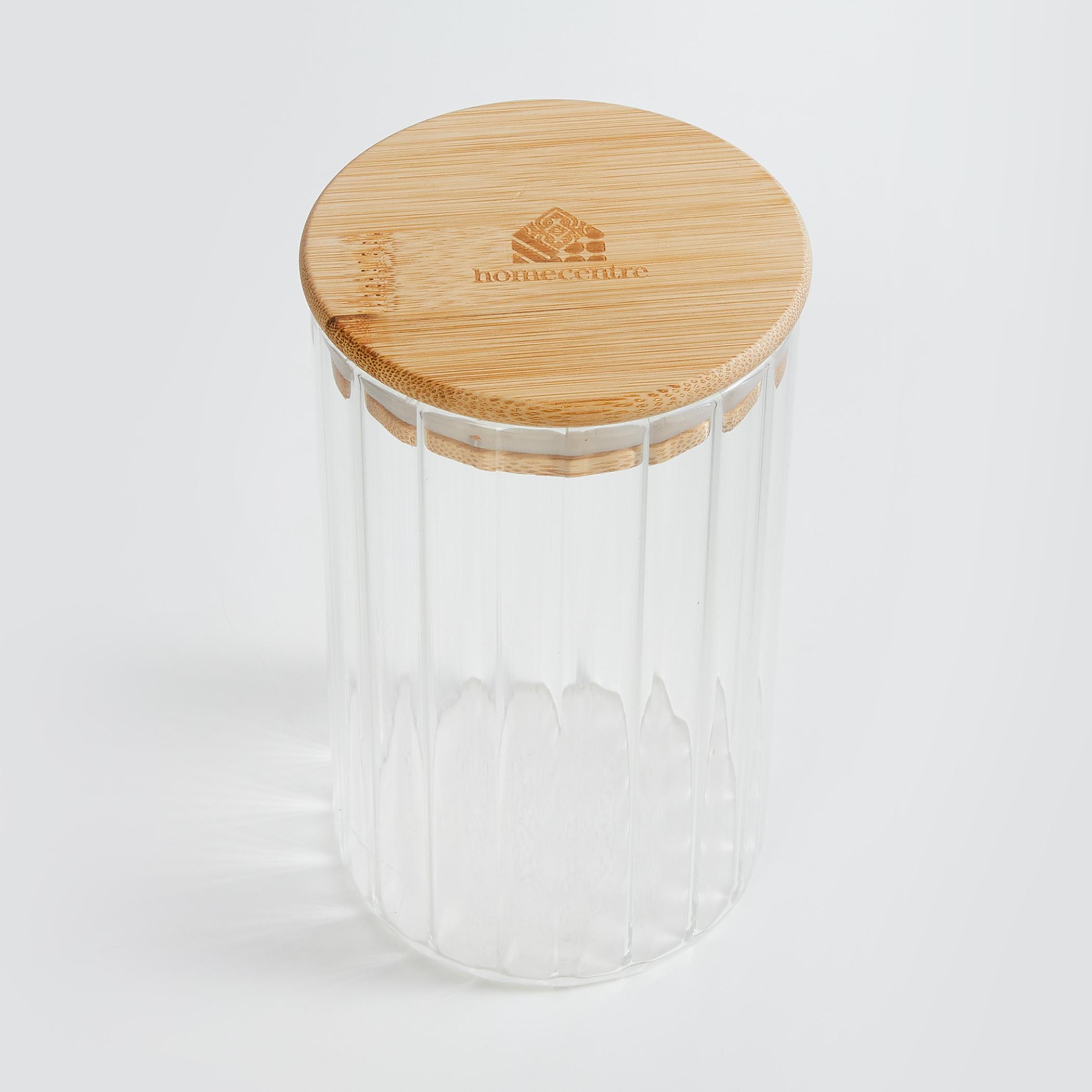 Spinel Storage Glass Canister with Bamboo Lid - 700ml in Transparent