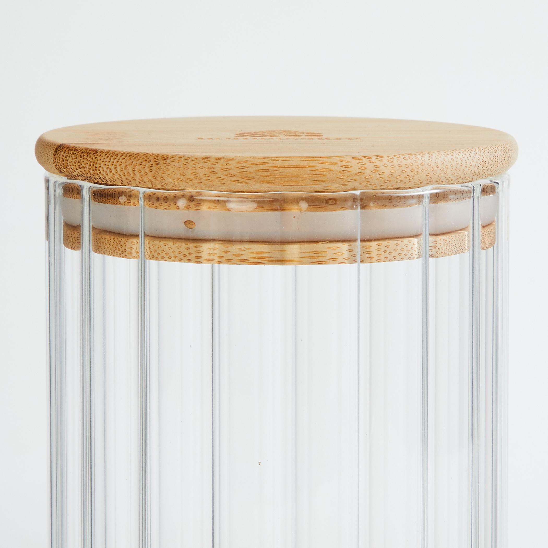 Spinel Storage Glass Canister with Bamboo Lid - 700ml in Transparent