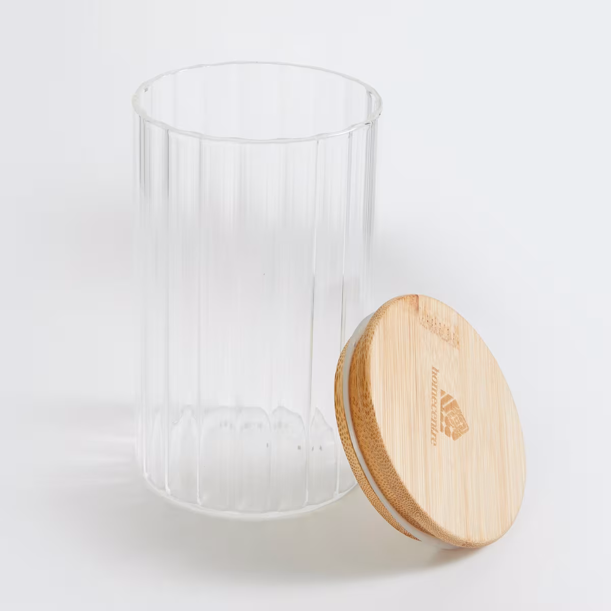 Spinel Storage Glass Canister with Bamboo Lid - 700ml in Transparent