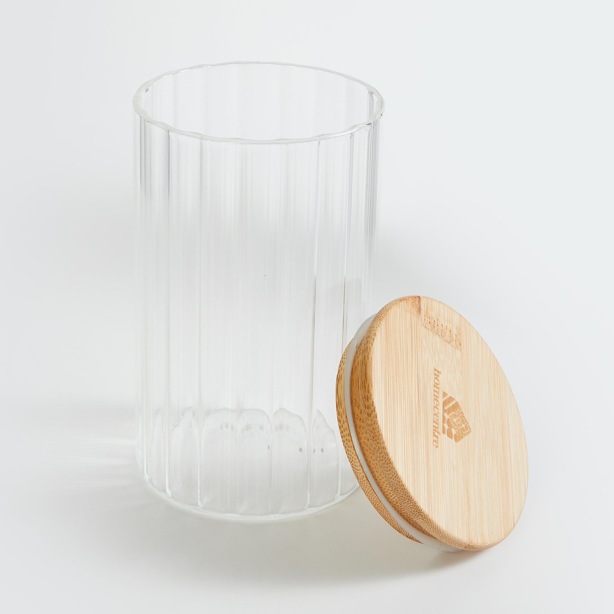 Spinel Storage Glass Canister with Bamboo Lid - 700ml in Transparent