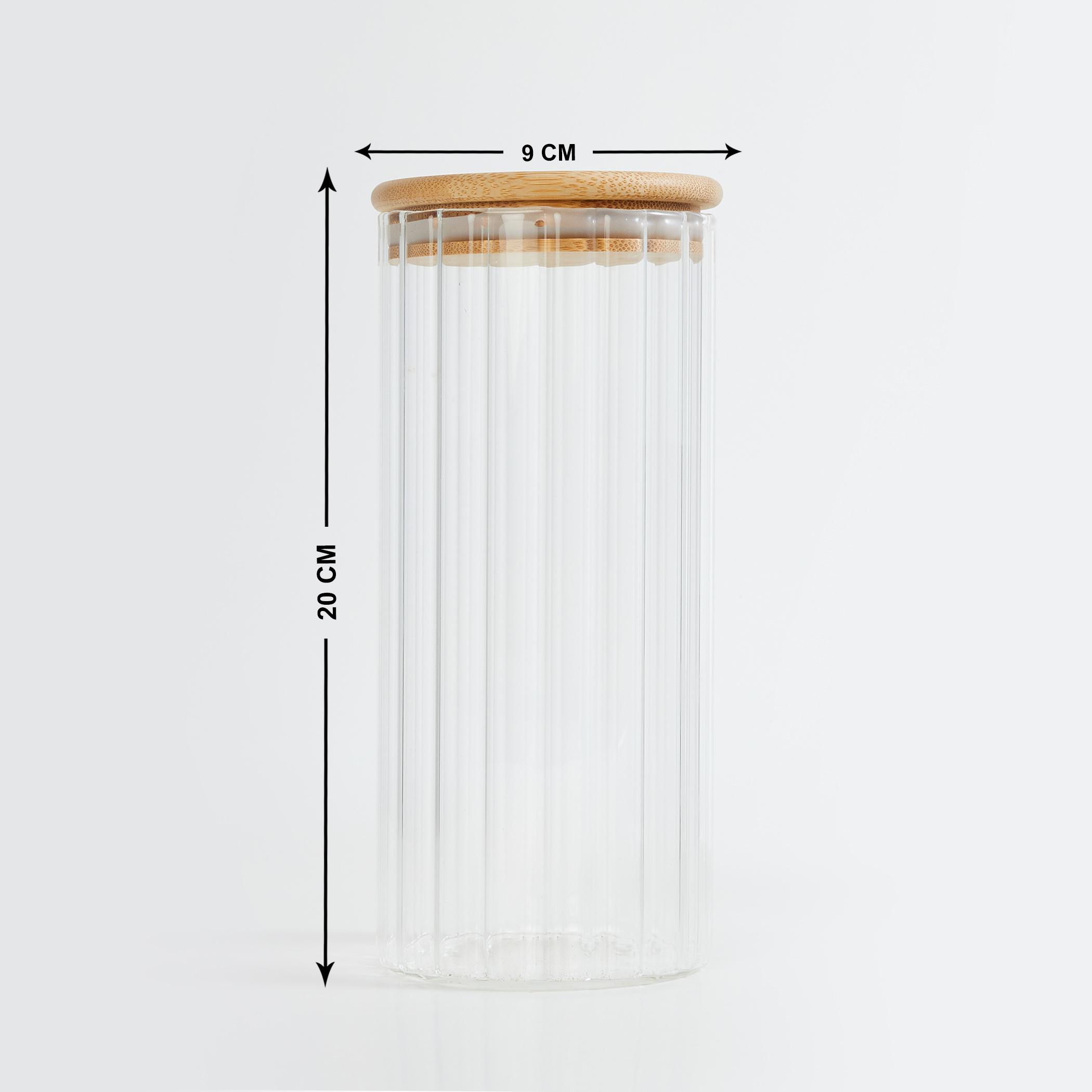 Spinel Glass Storage Canister with Bamboo Lid - 1000ml in Transparent