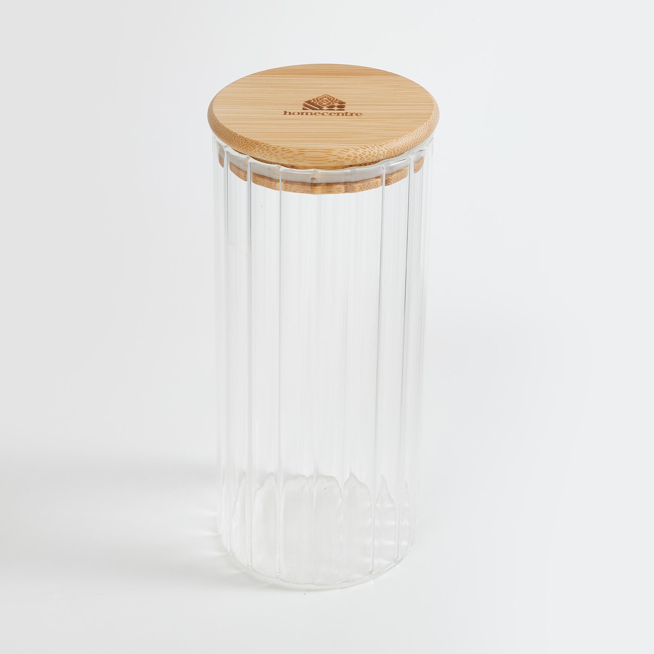 Spinel Glass Storage Canister with Bamboo Lid - 1000ml in Transparent