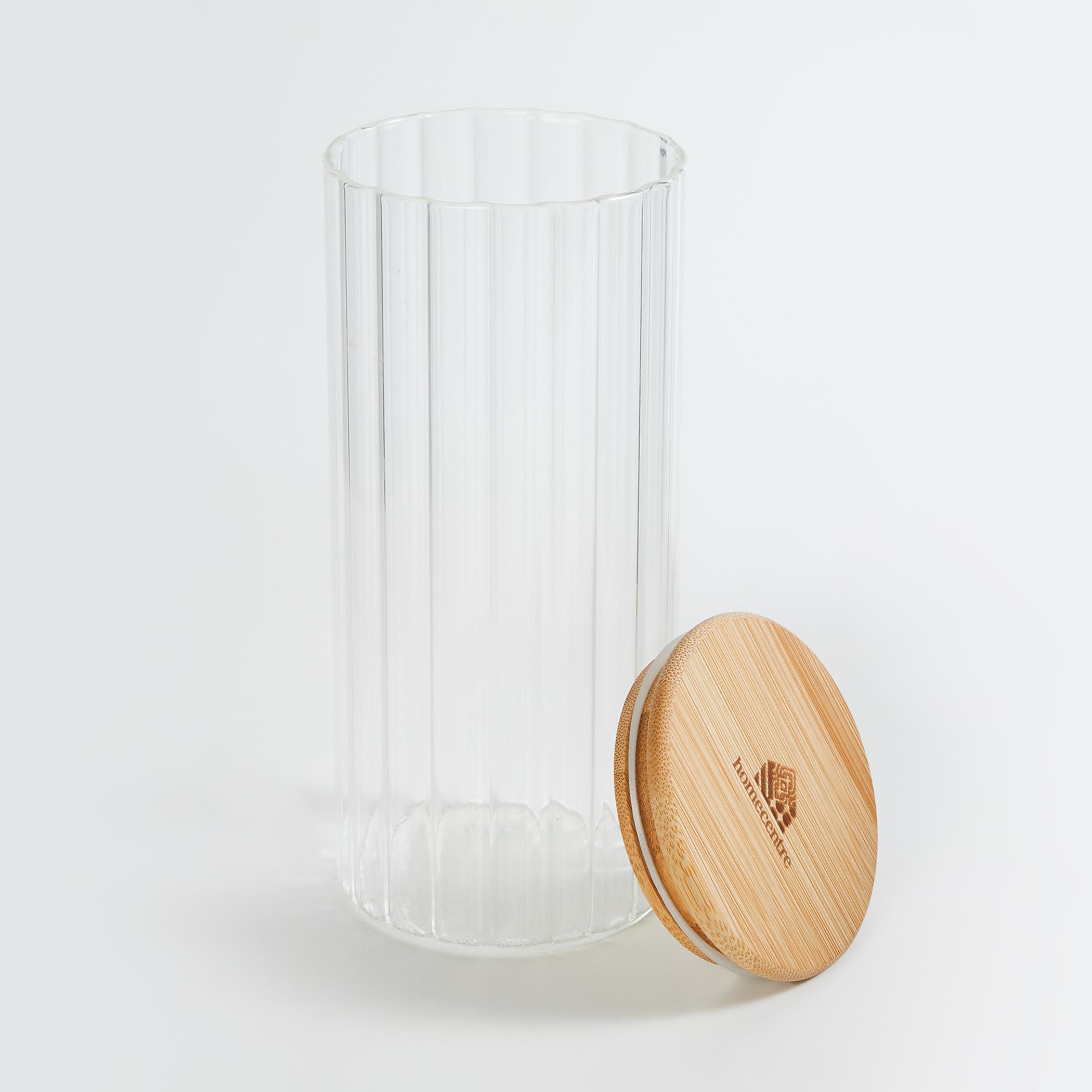 Spinel Glass Storage Canister with Bamboo Lid - 1000ml in Transparent