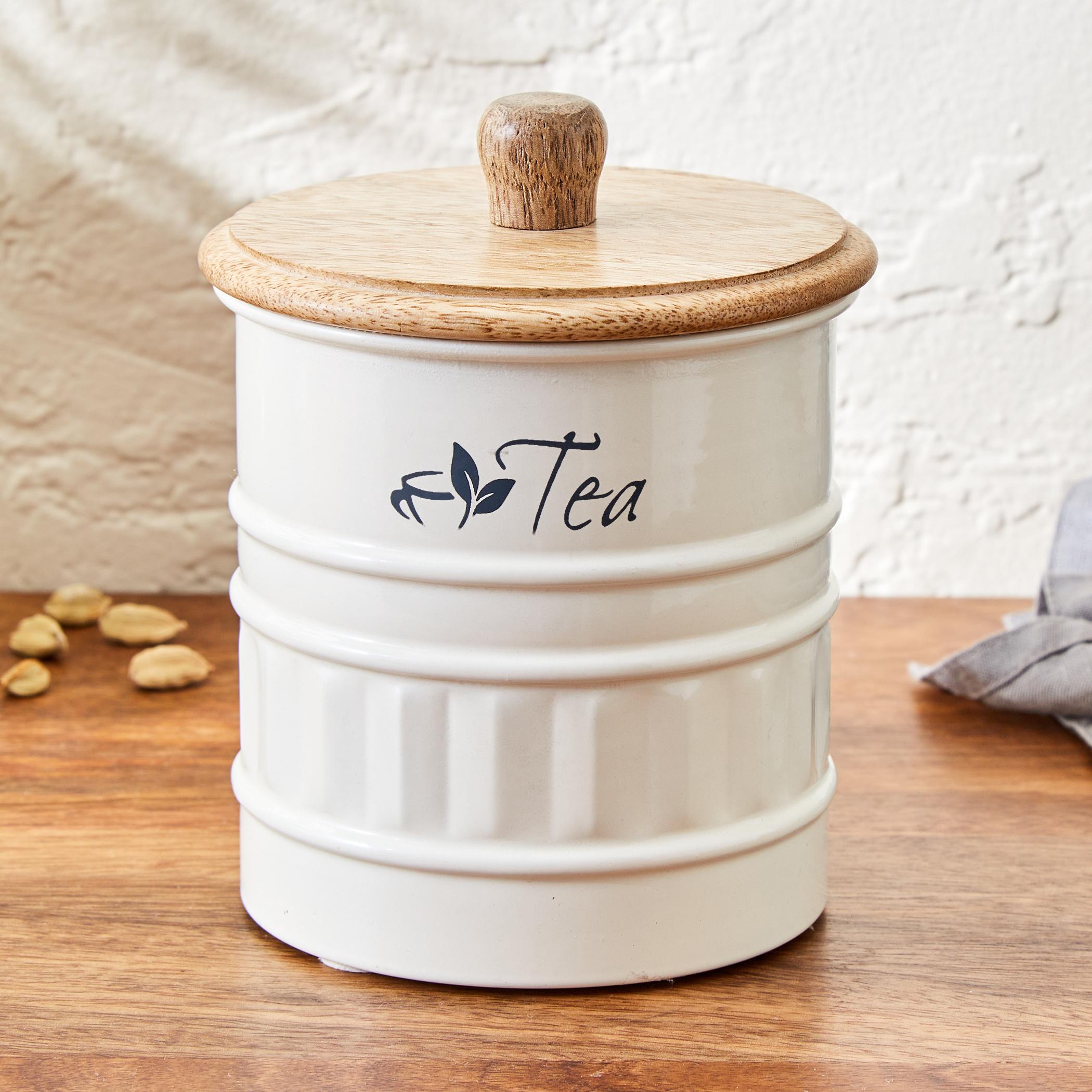 Mirage Iron Tea Canister with Mango Wood Lid in Multicolour