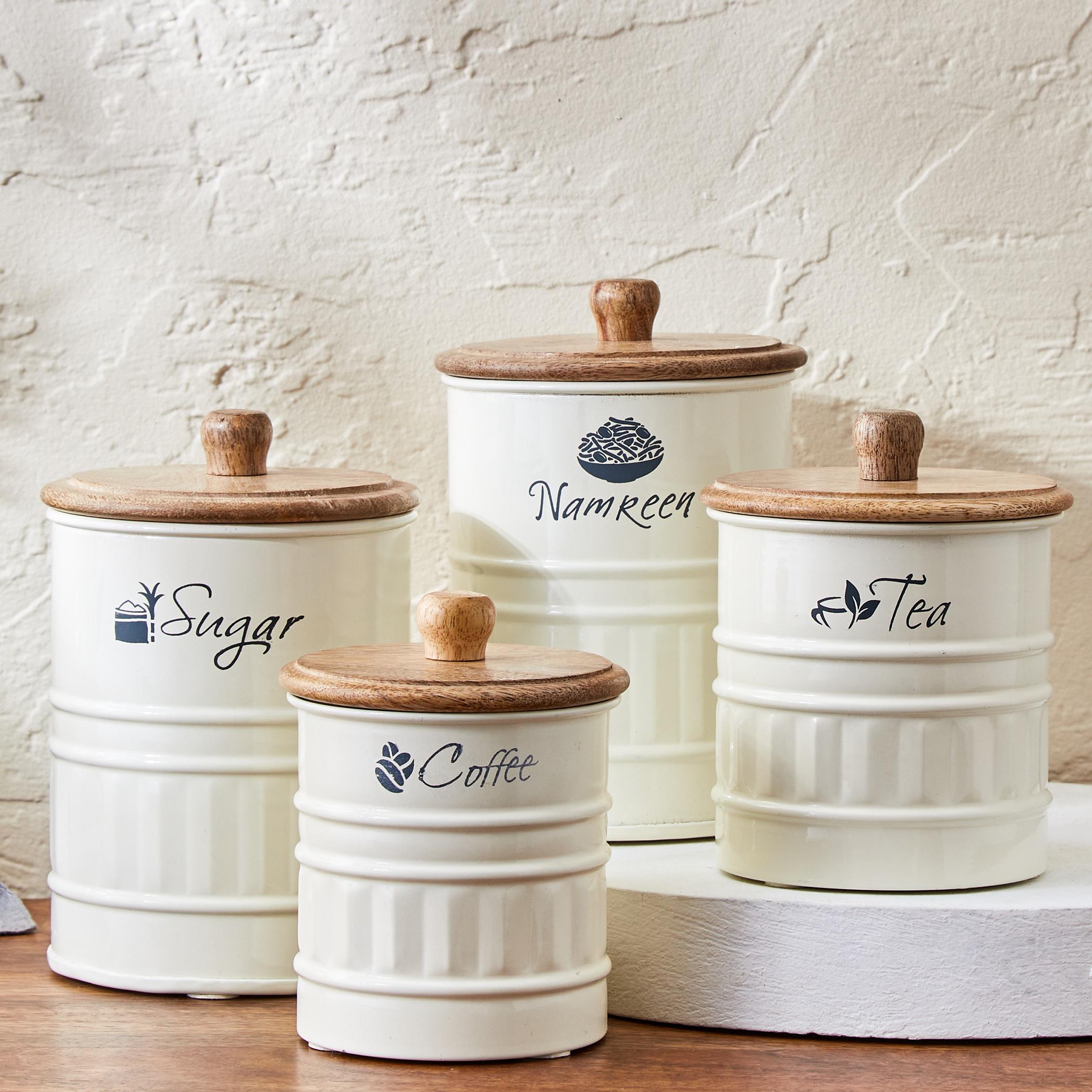 Mirage Iron Tea Canister with Mango Wood Lid in Multicolour