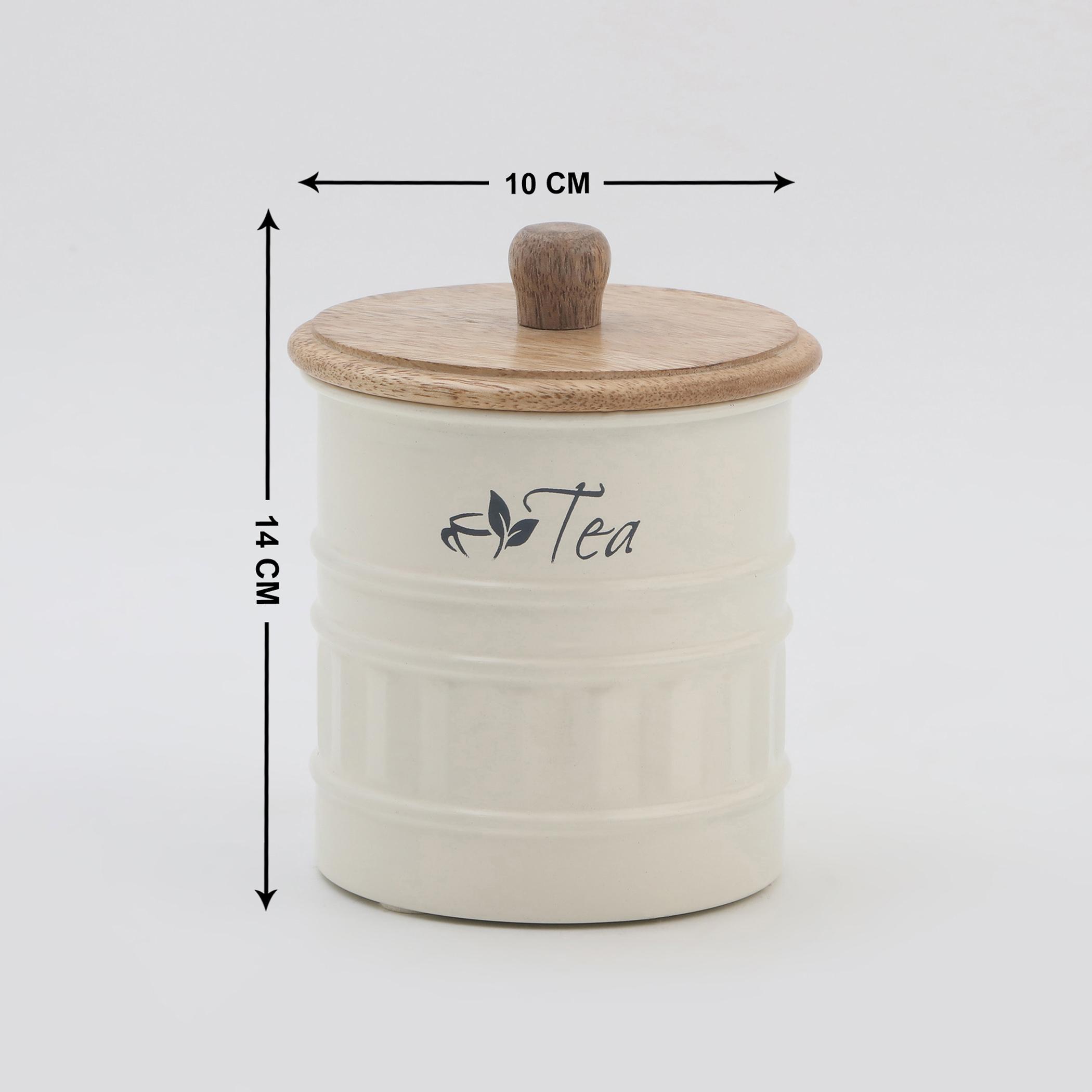 Mirage Iron Tea Canister with Mango Wood Lid in Multicolour