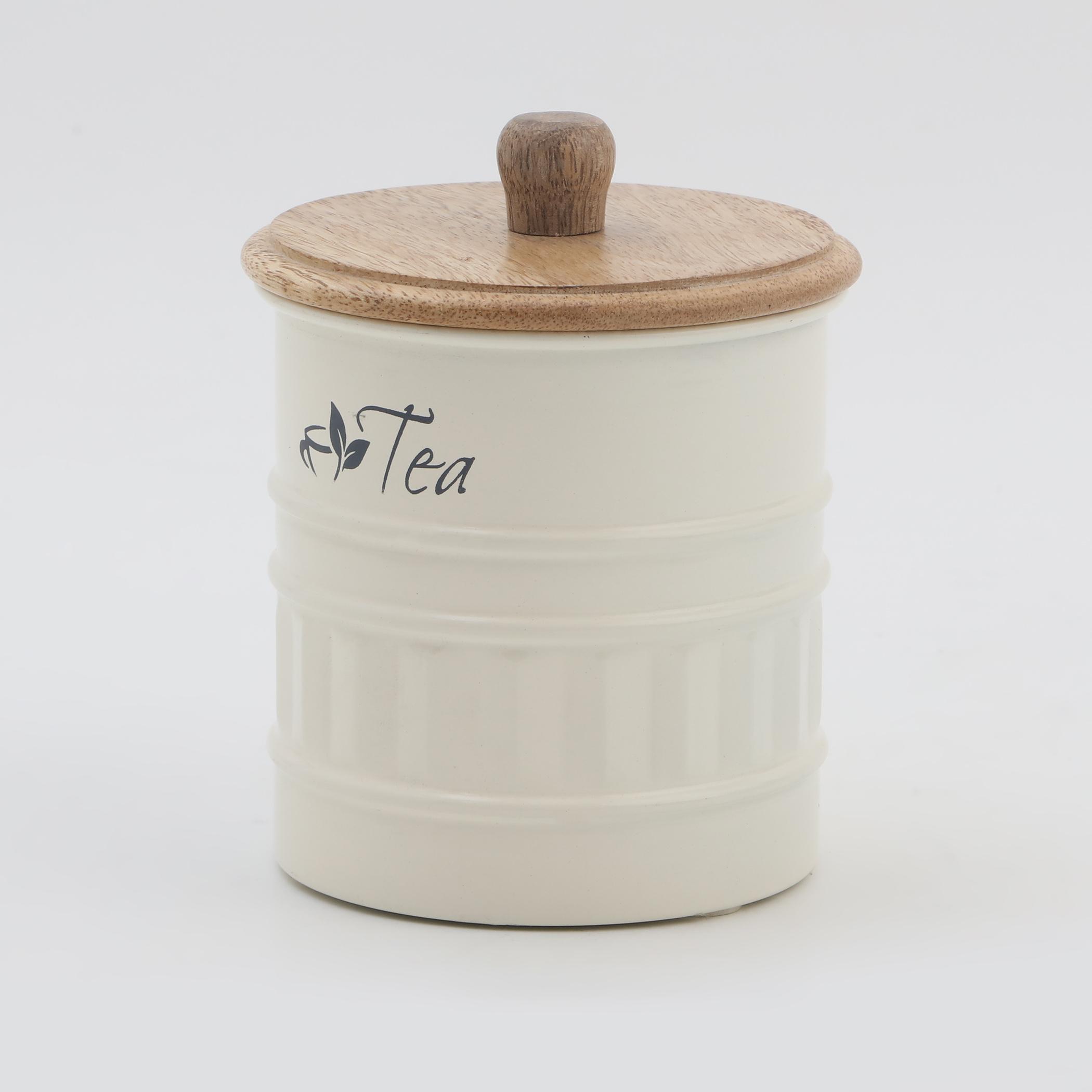 Mirage Iron Tea Canister with Mango Wood Lid in Multicolour