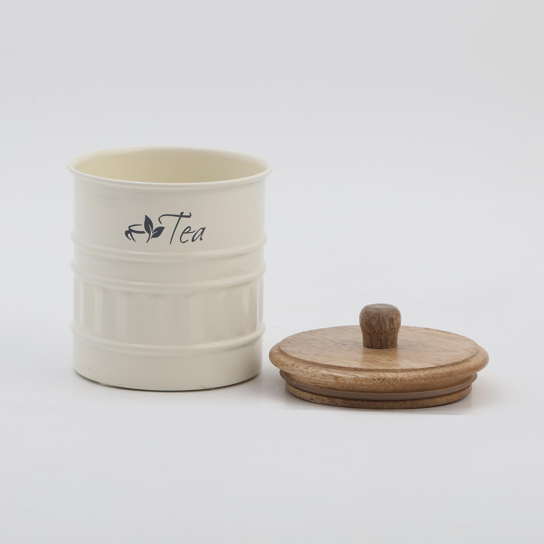Mirage Iron Tea Canister with Mango Wood Lid in Multicolour