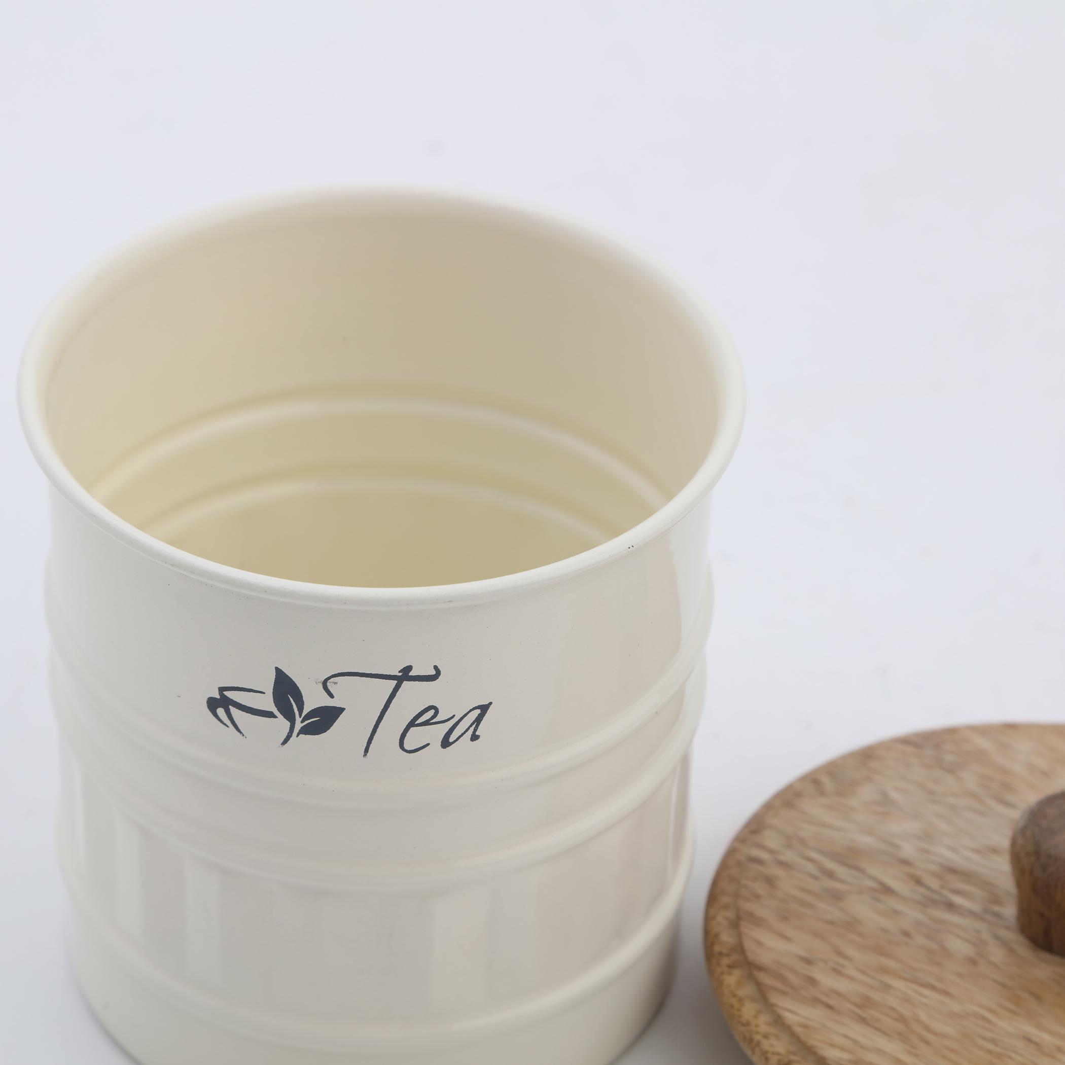 Mirage Iron Tea Canister with Mango Wood Lid in Multicolour