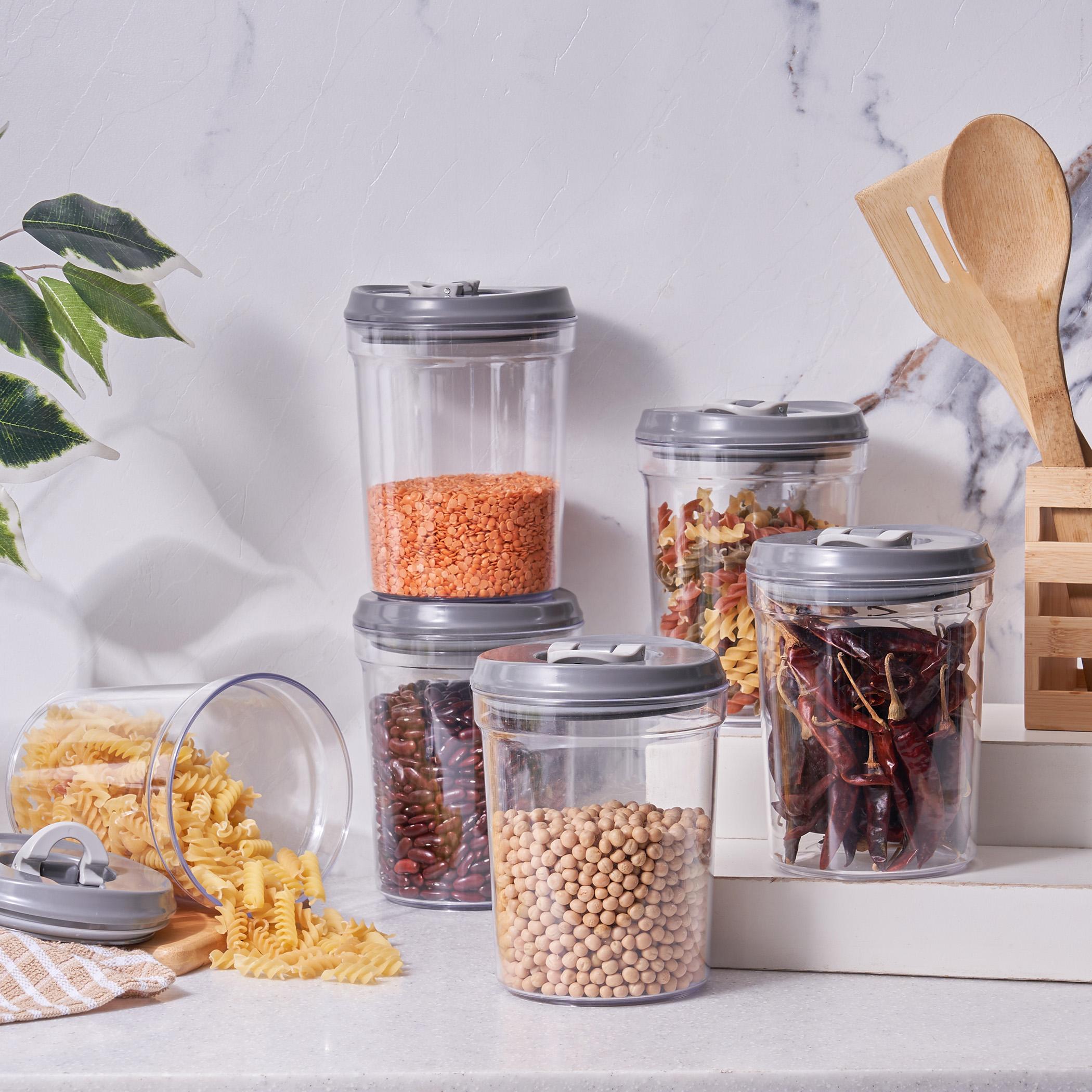 Genesis Sterling Set of 6 Storage Jars - 1L in Grey