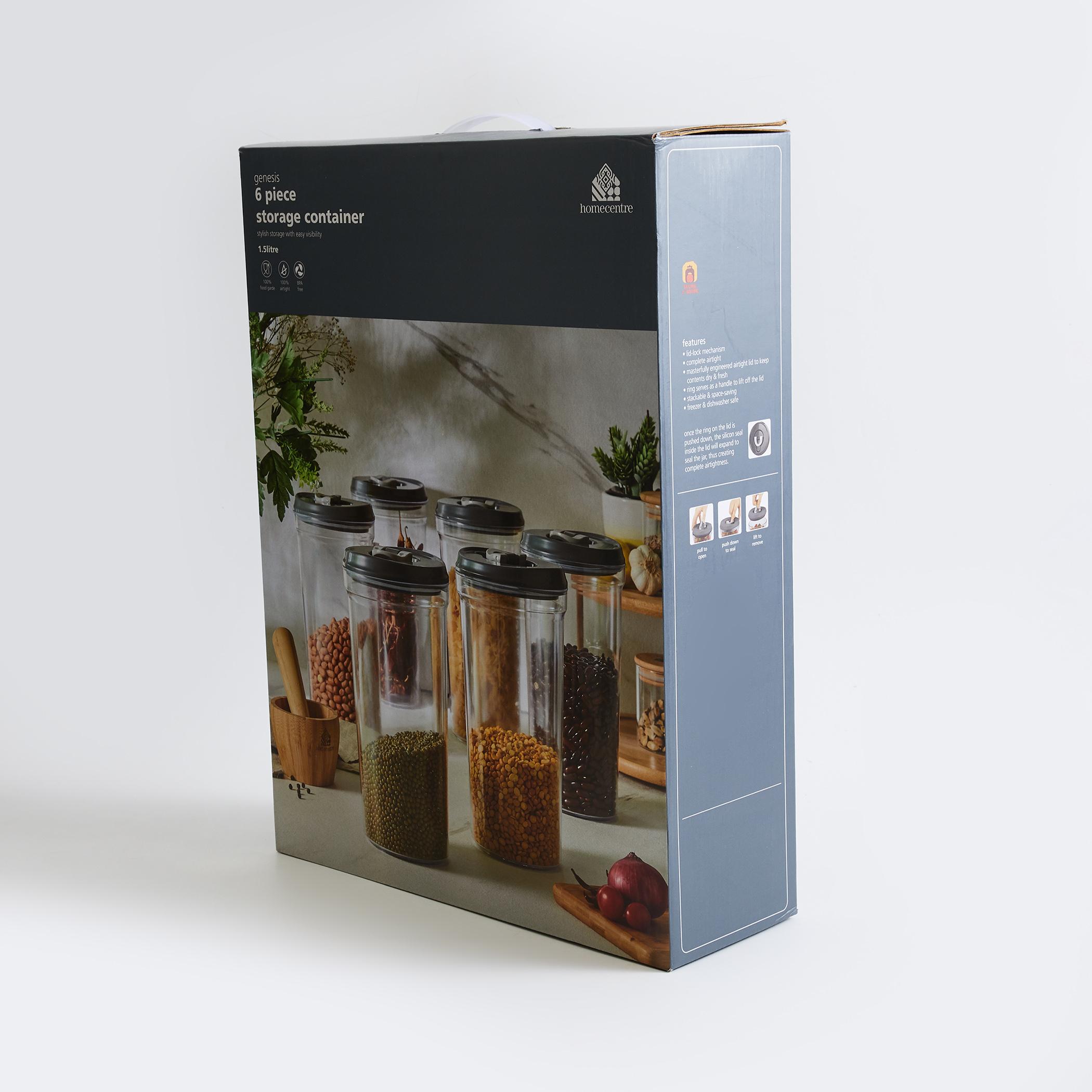 Genesis Set of 6 Storage Jars - 1.5L in Grey