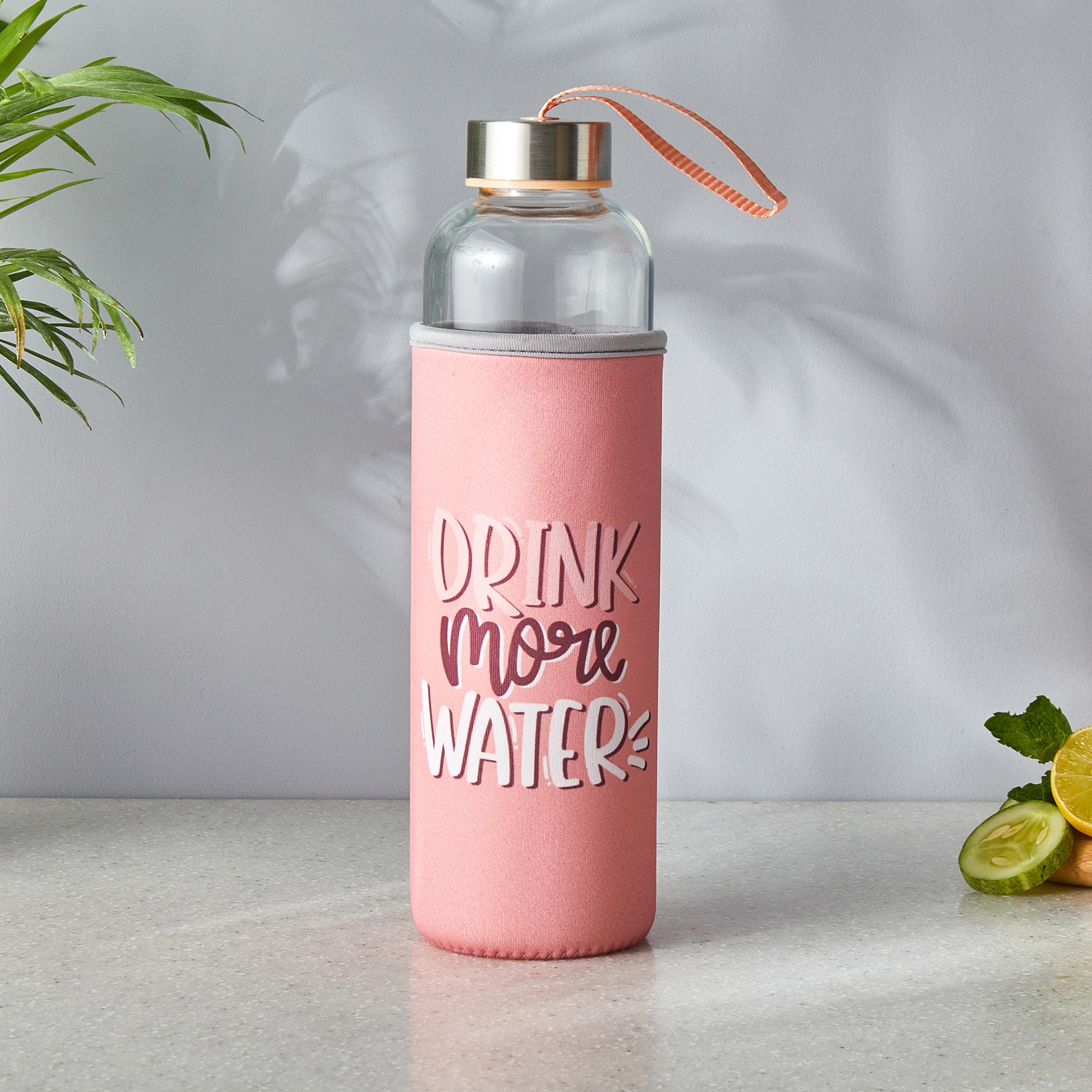 Pacific Favola Glass Water Bottle with Pouch - 600ml in Pink