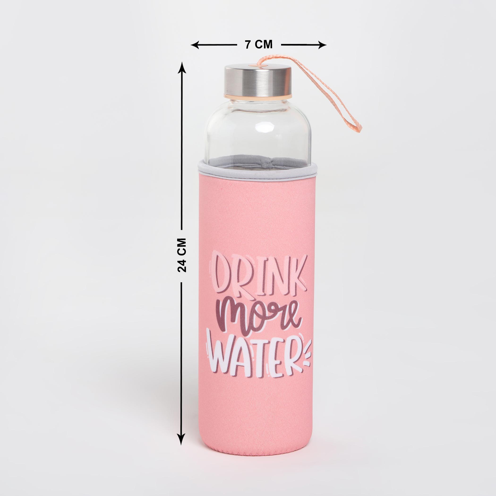 Pacific Favola Glass Water Bottle with Pouch - 600ml in Pink