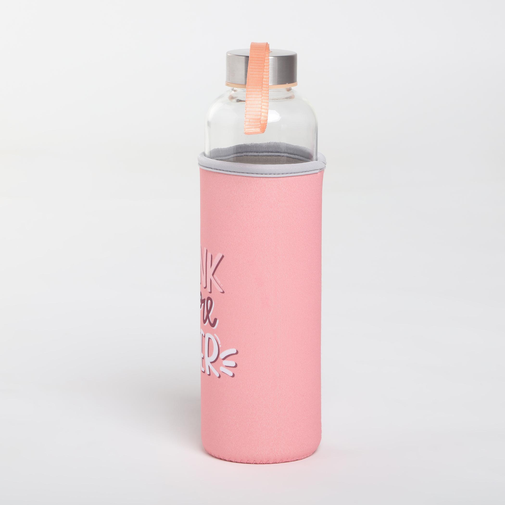 Pacific Favola Glass Water Bottle with Pouch - 600ml in Pink
