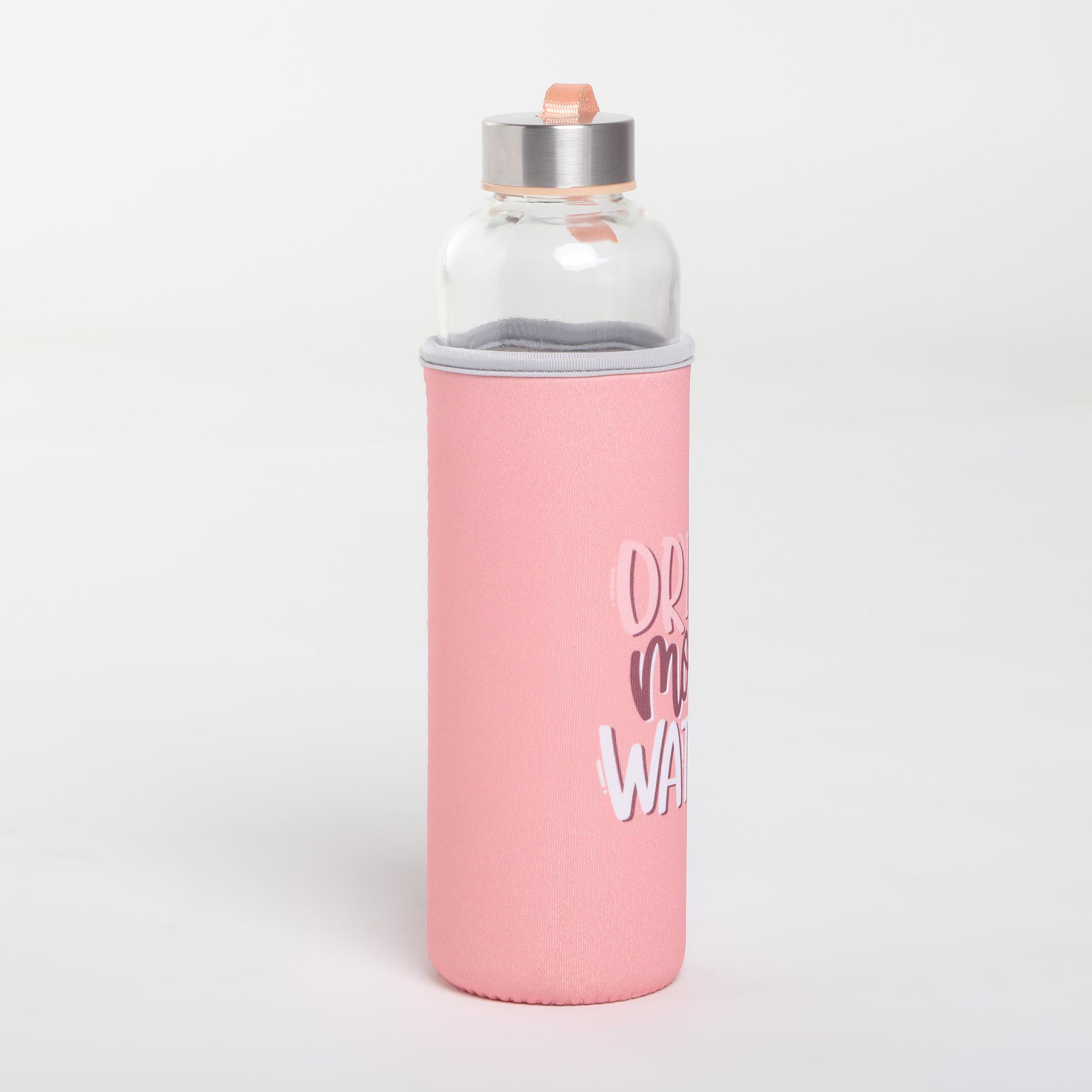 Pacific Favola Glass Water Bottle with Pouch - 600ml in Pink