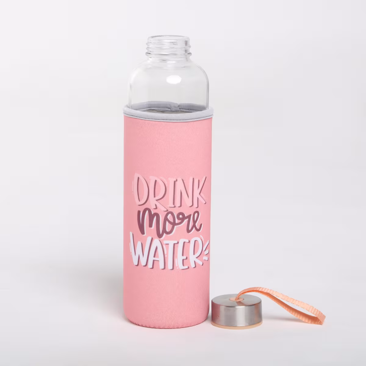 Pacific Favola Glass Water Bottle with Pouch - 600ml in Pink