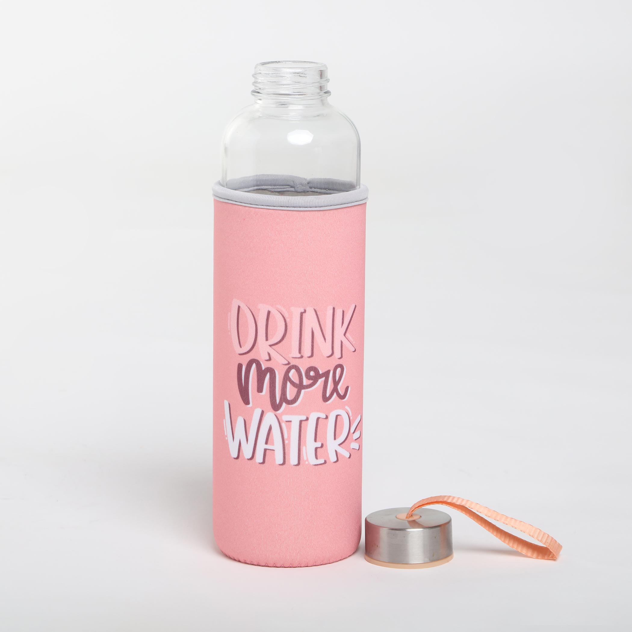 Pacific Favola Glass Water Bottle with Pouch - 600ml in Pink