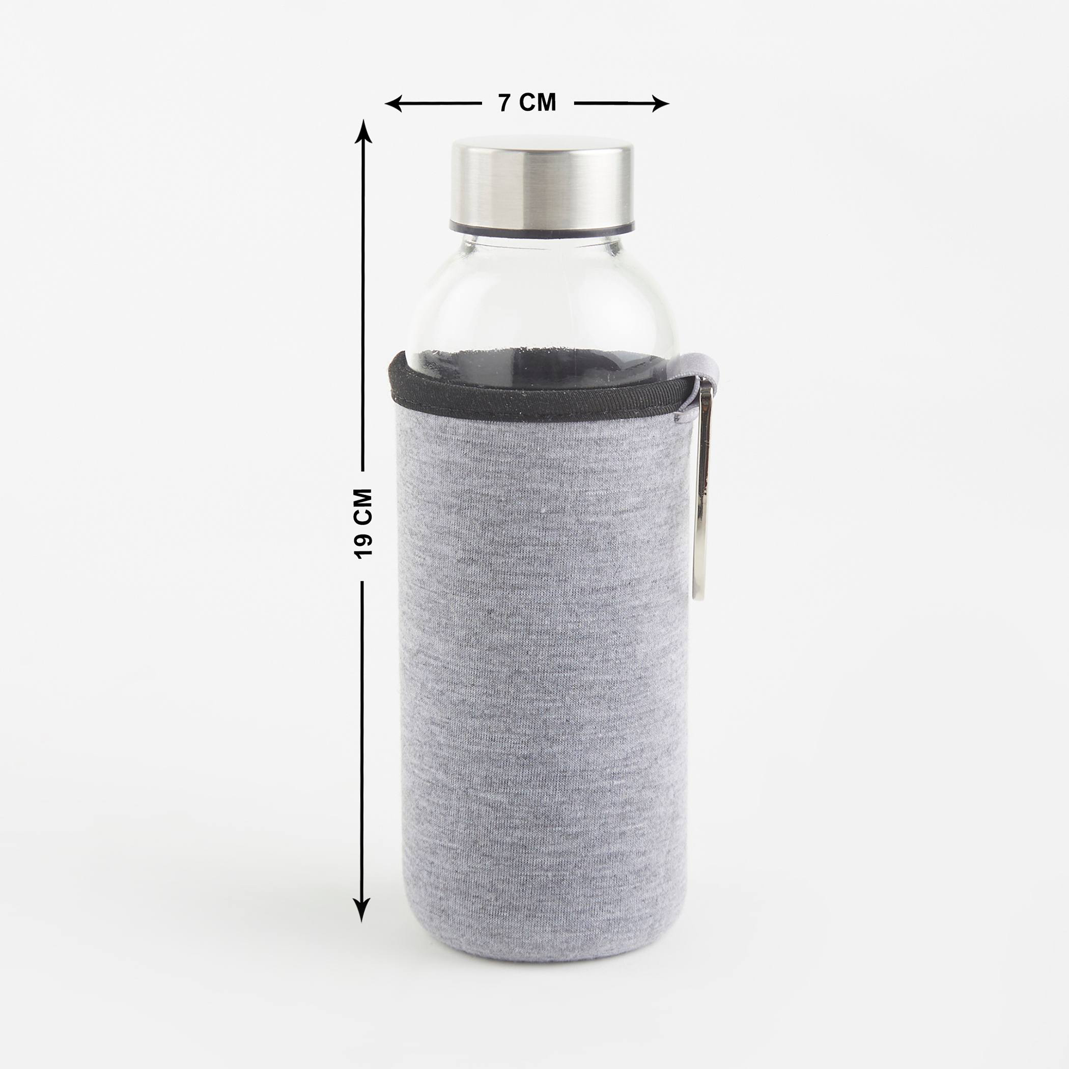 Pacific Favola Glass Water Bottle with Pouch - 400ml in Grey