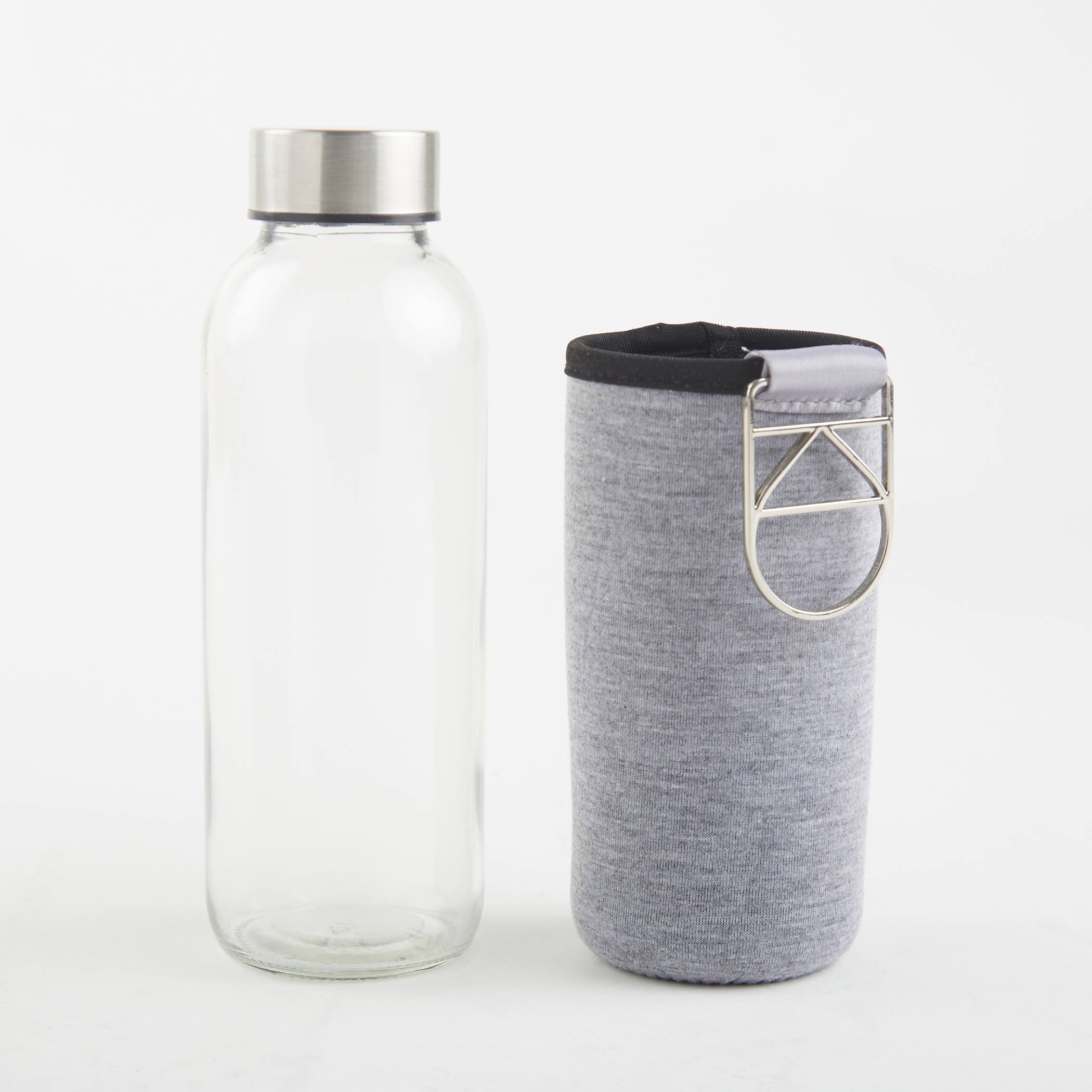 Pacific Favola Glass Water Bottle with Pouch - 400ml in Grey