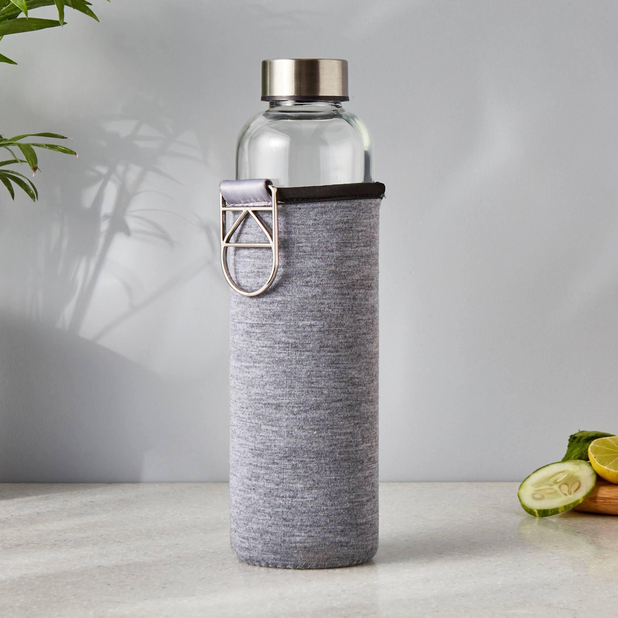 Pacific Favola Glass Water Bottle with Pouch - 600ml in Grey