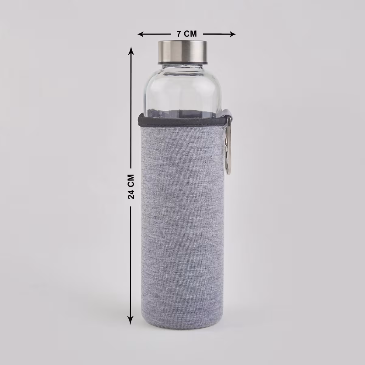 Pacific Favola Glass Water Bottle with Pouch - 600ml in Grey