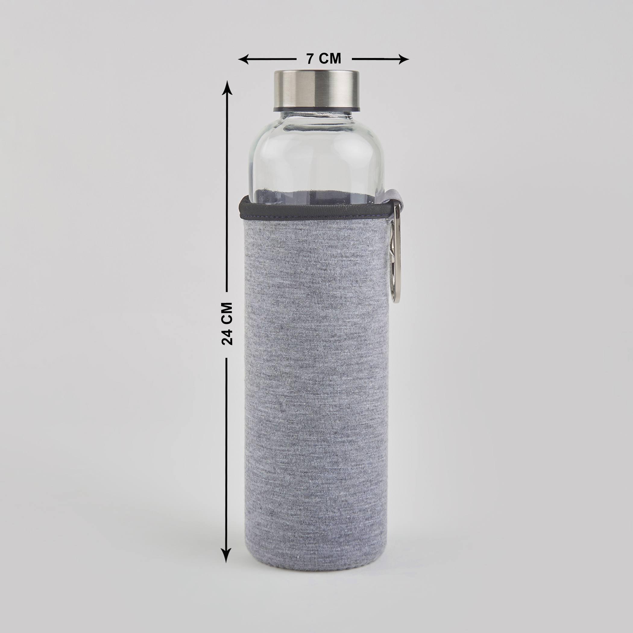 Pacific Favola Glass Water Bottle with Pouch - 600ml in Grey