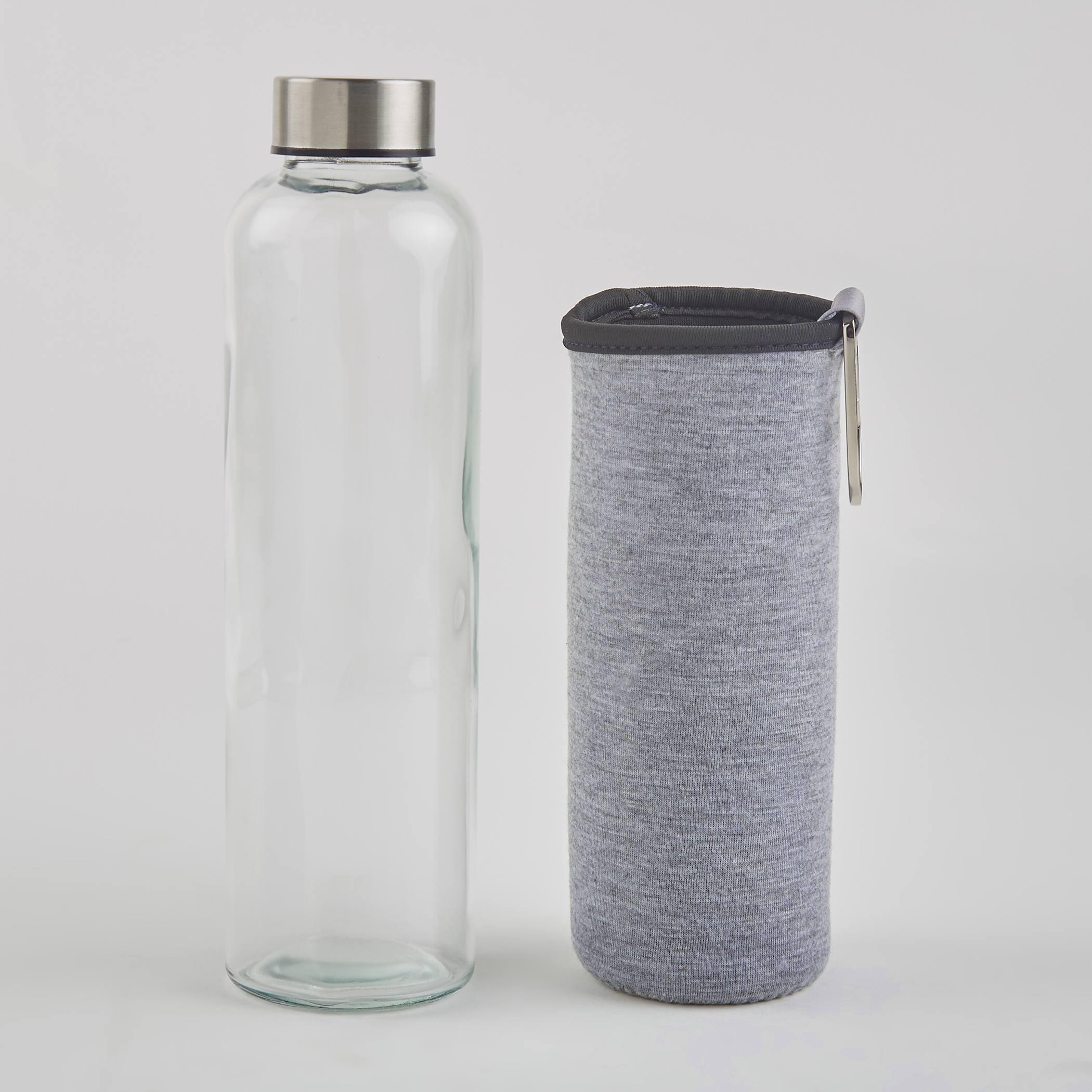 Pacific Favola Glass Water Bottle with Pouch - 600ml in Grey