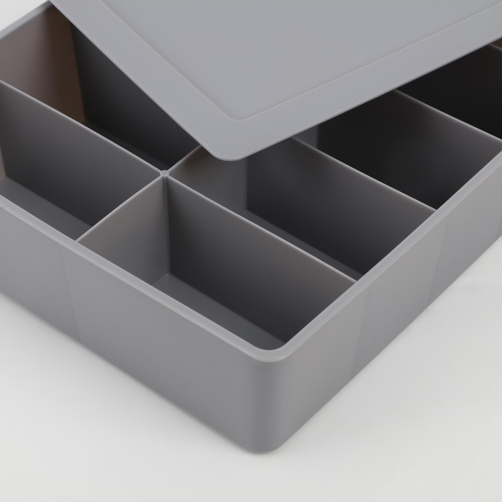 Regan Ashley Polypropylene Drawer Organizer with Lid in Grey