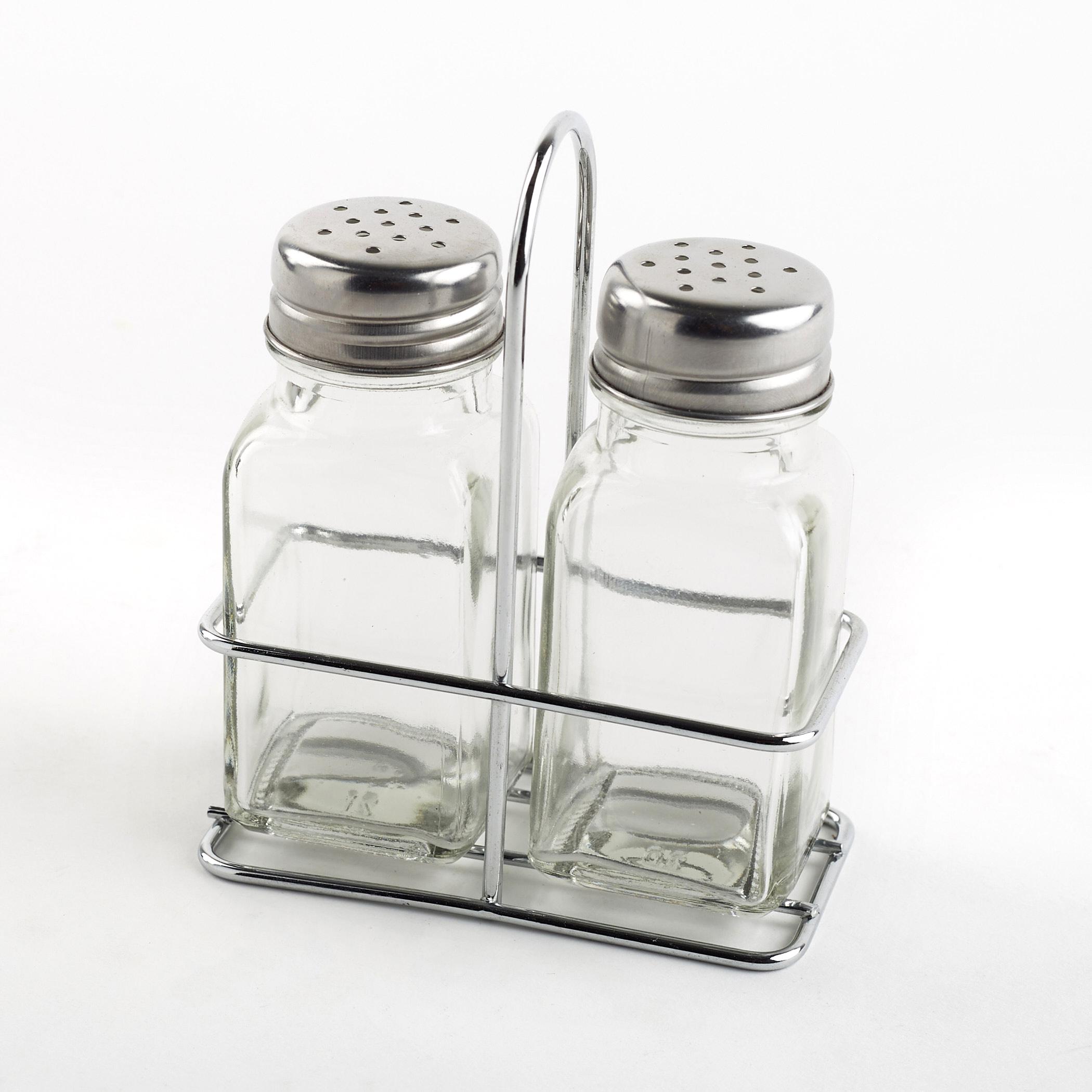 Pacific Blithe Set of 2 Glass Spice Jars with Stand - 80ml in Transparent