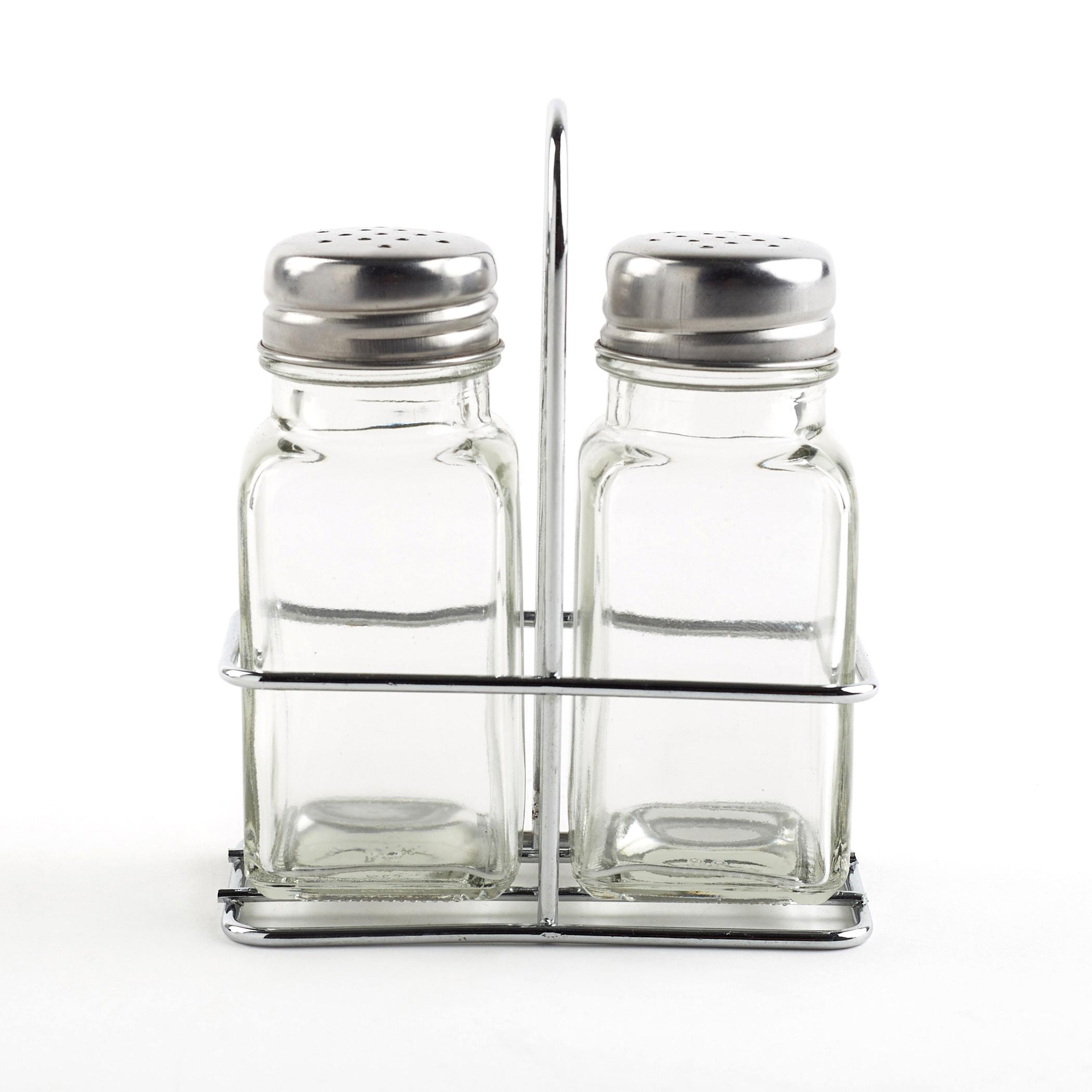 Pacific Blithe Set of 2 Glass Spice Jars with Stand - 80ml in Transparent