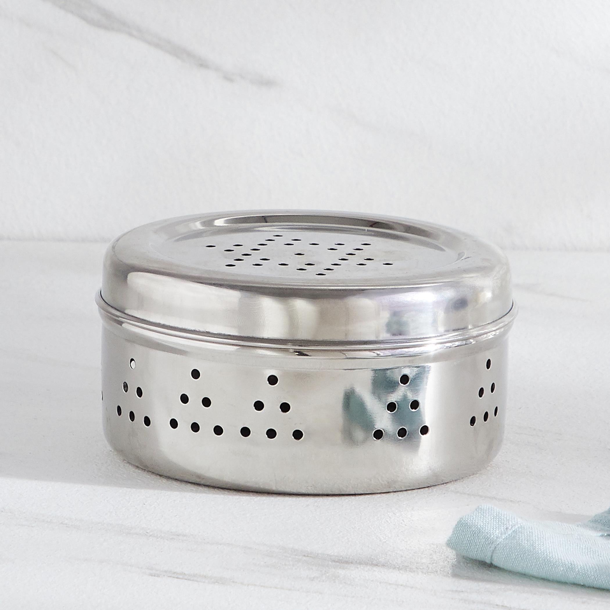 Glovia Stainless Steel Coriander Box with Grater in Silver