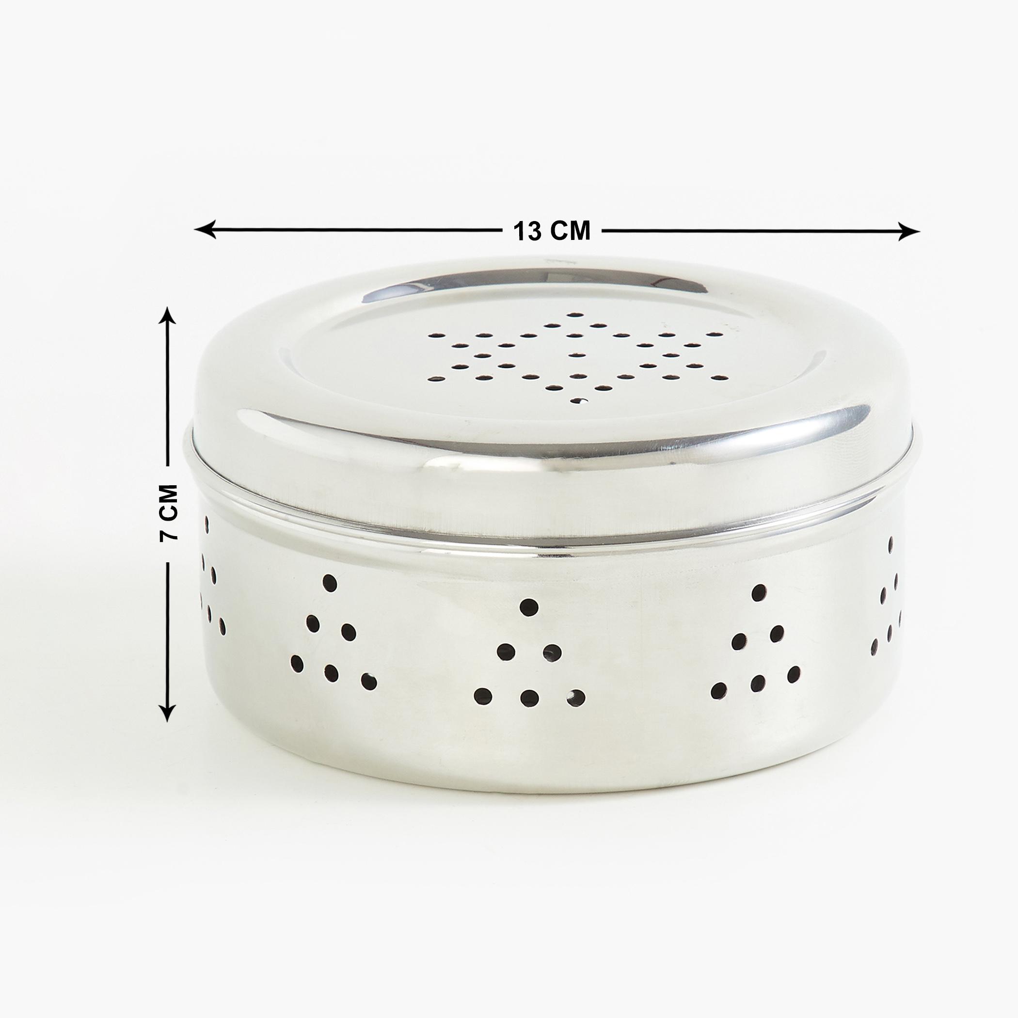 Glovia Stainless Steel Coriander Box with Grater in Silver