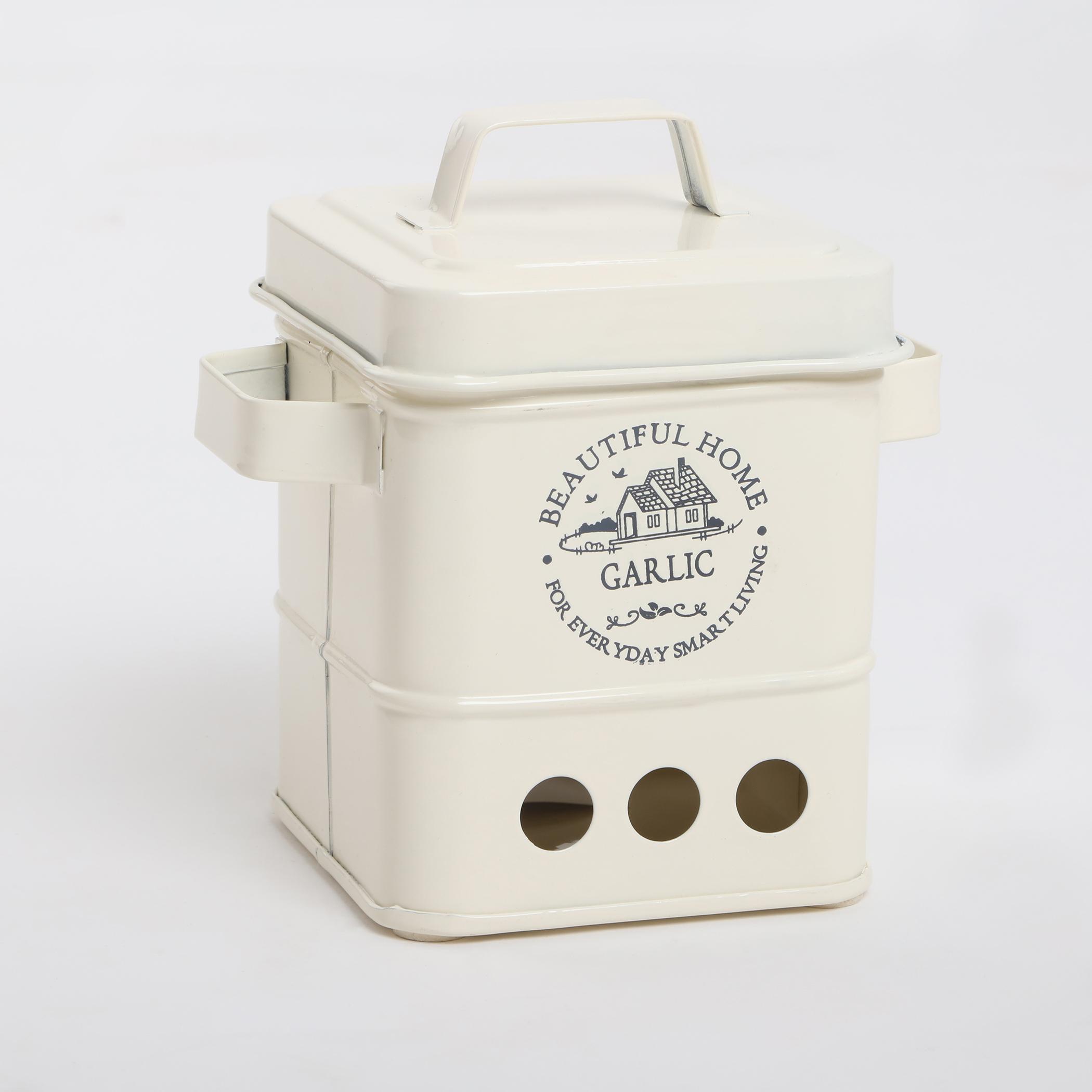Mendo Iron Garlic Canister in Beige