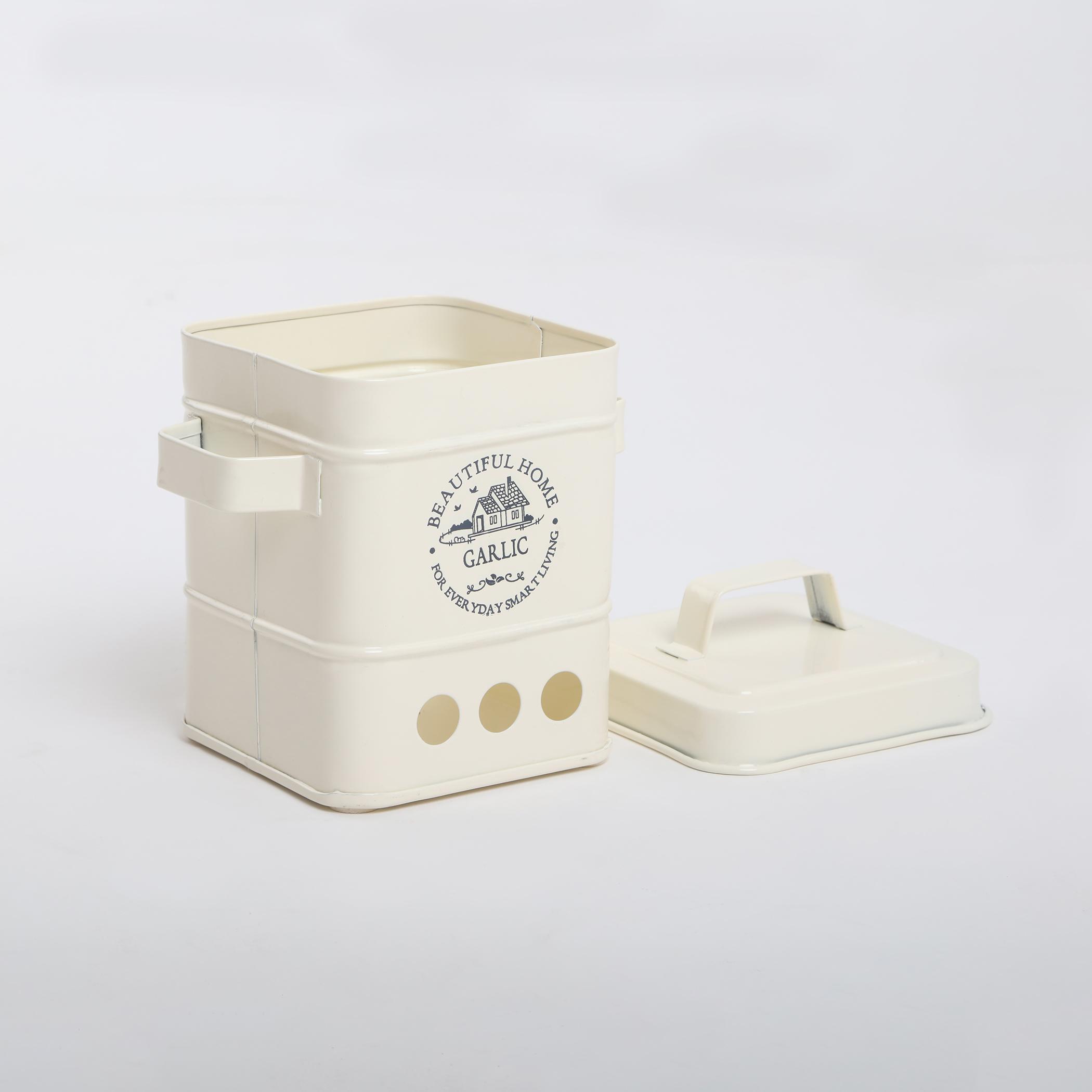 Mendo Iron Garlic Canister in Beige
