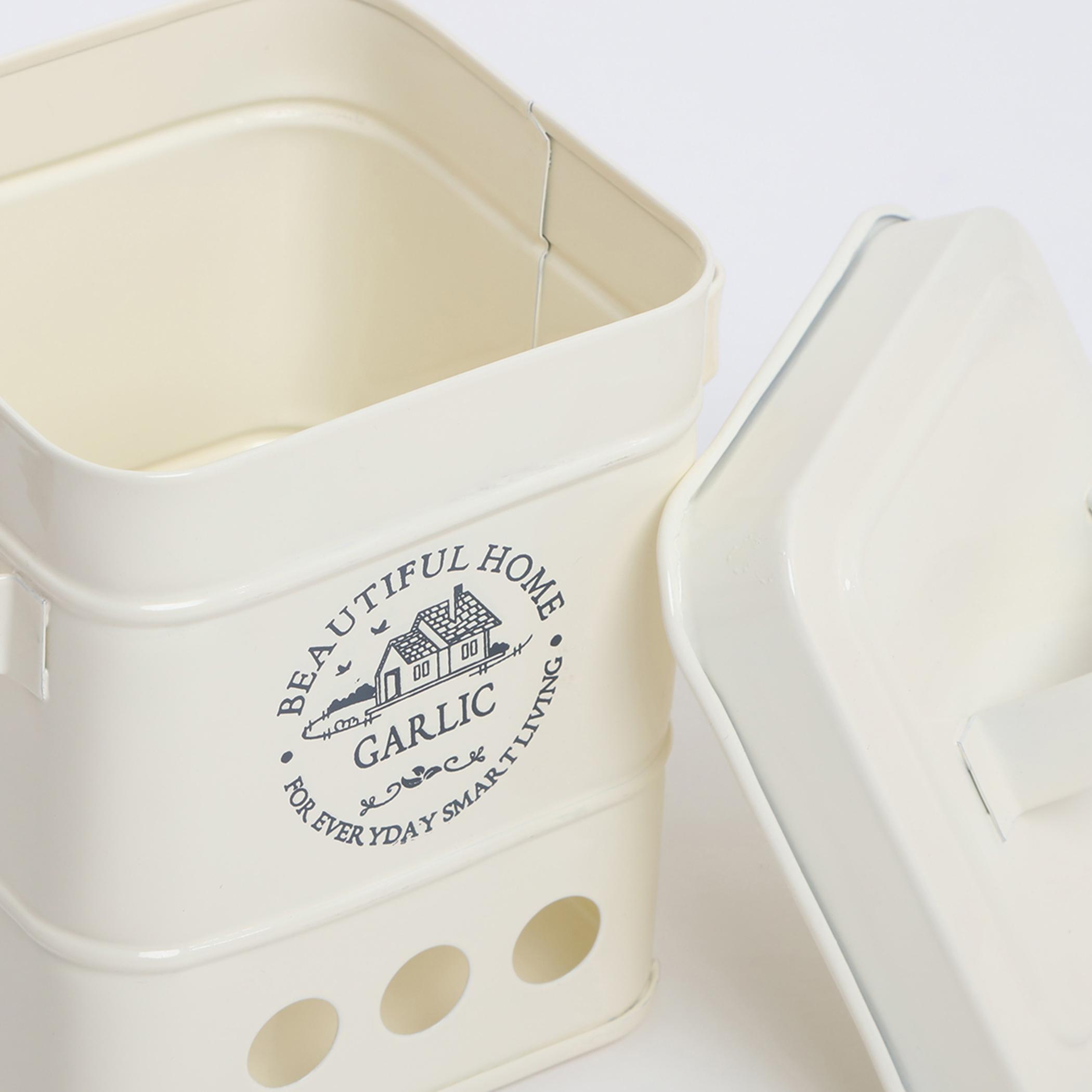 Mendo Iron Garlic Canister in Beige