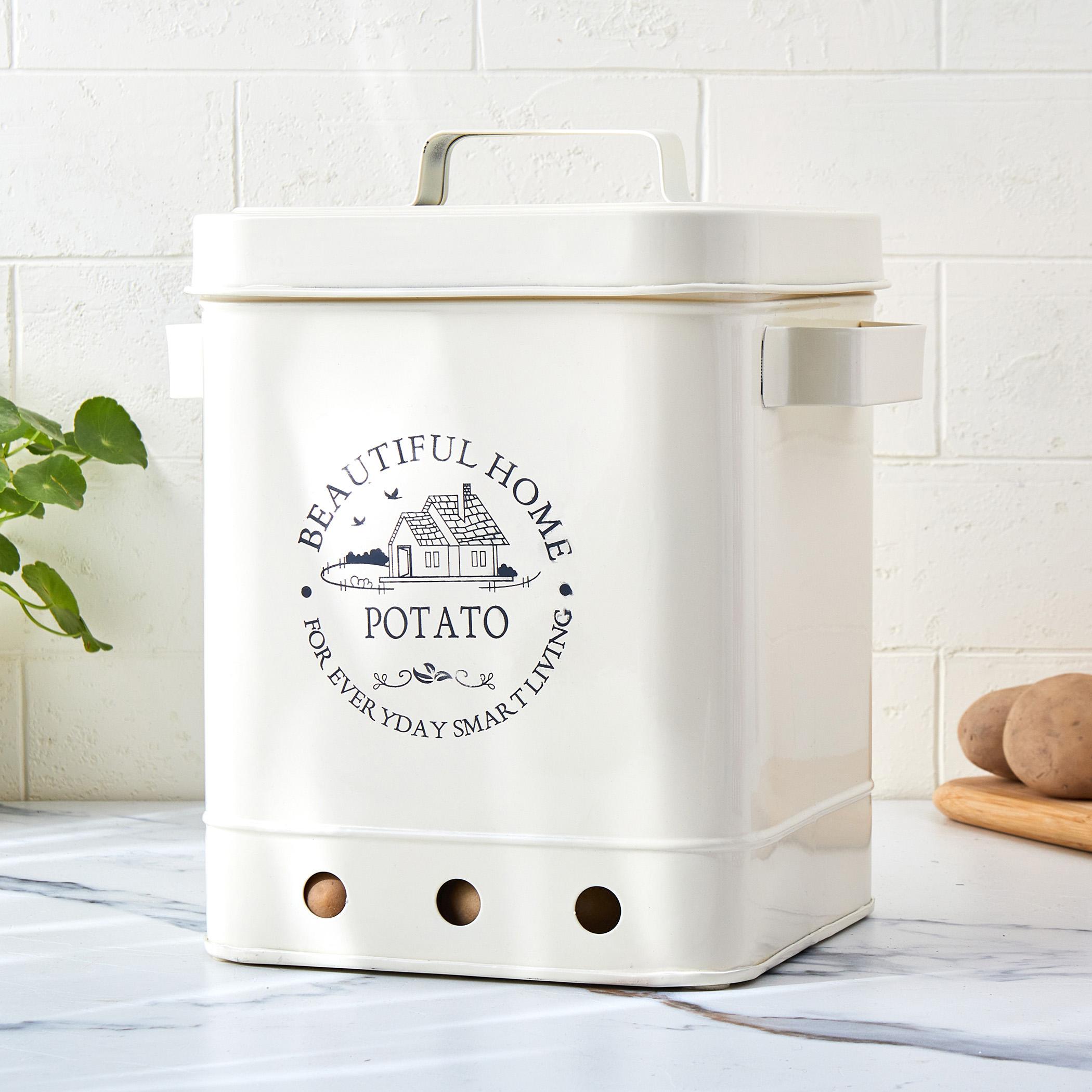 Mendo Metal Potato Canister in Beige