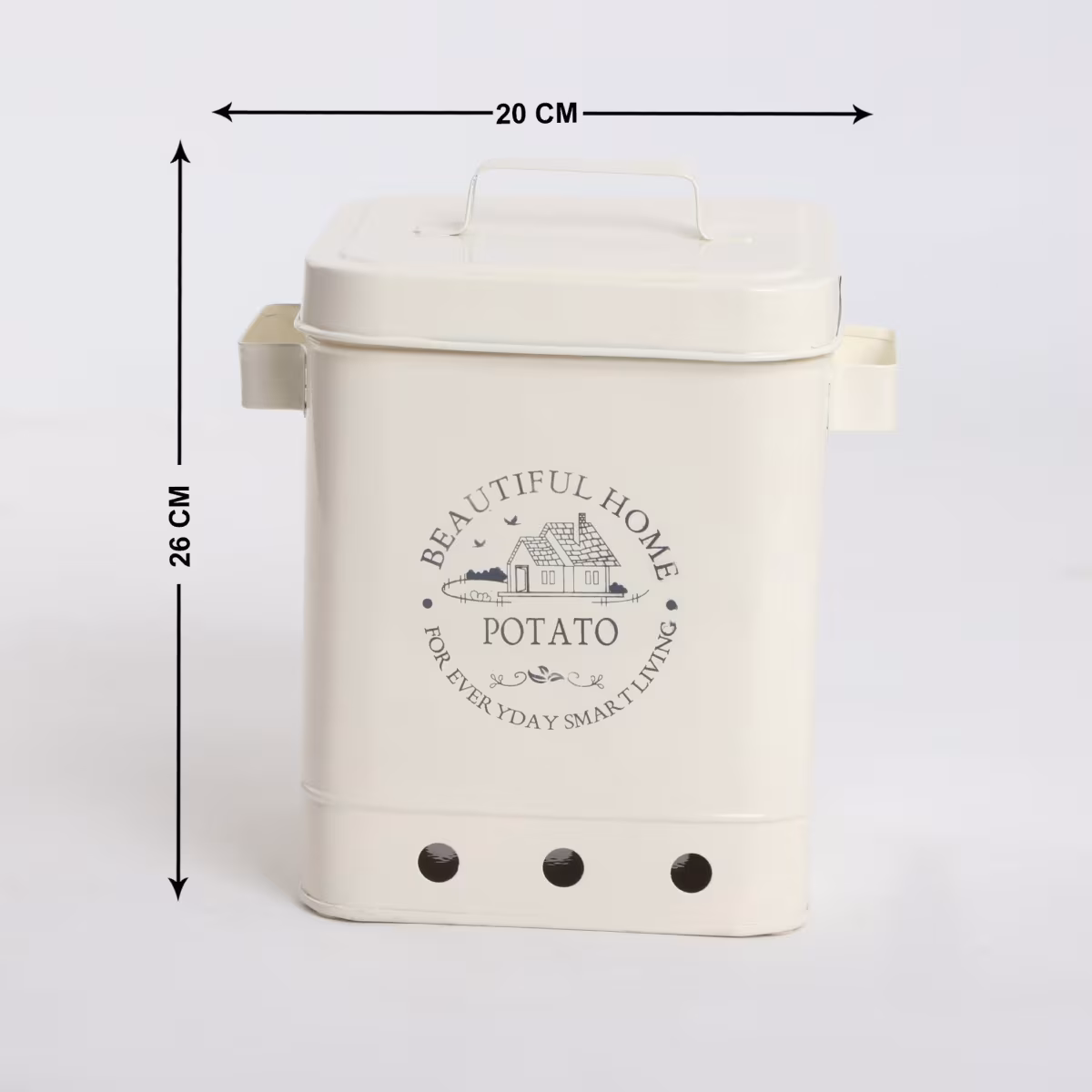 Mendo Metal Potato Canister in Beige