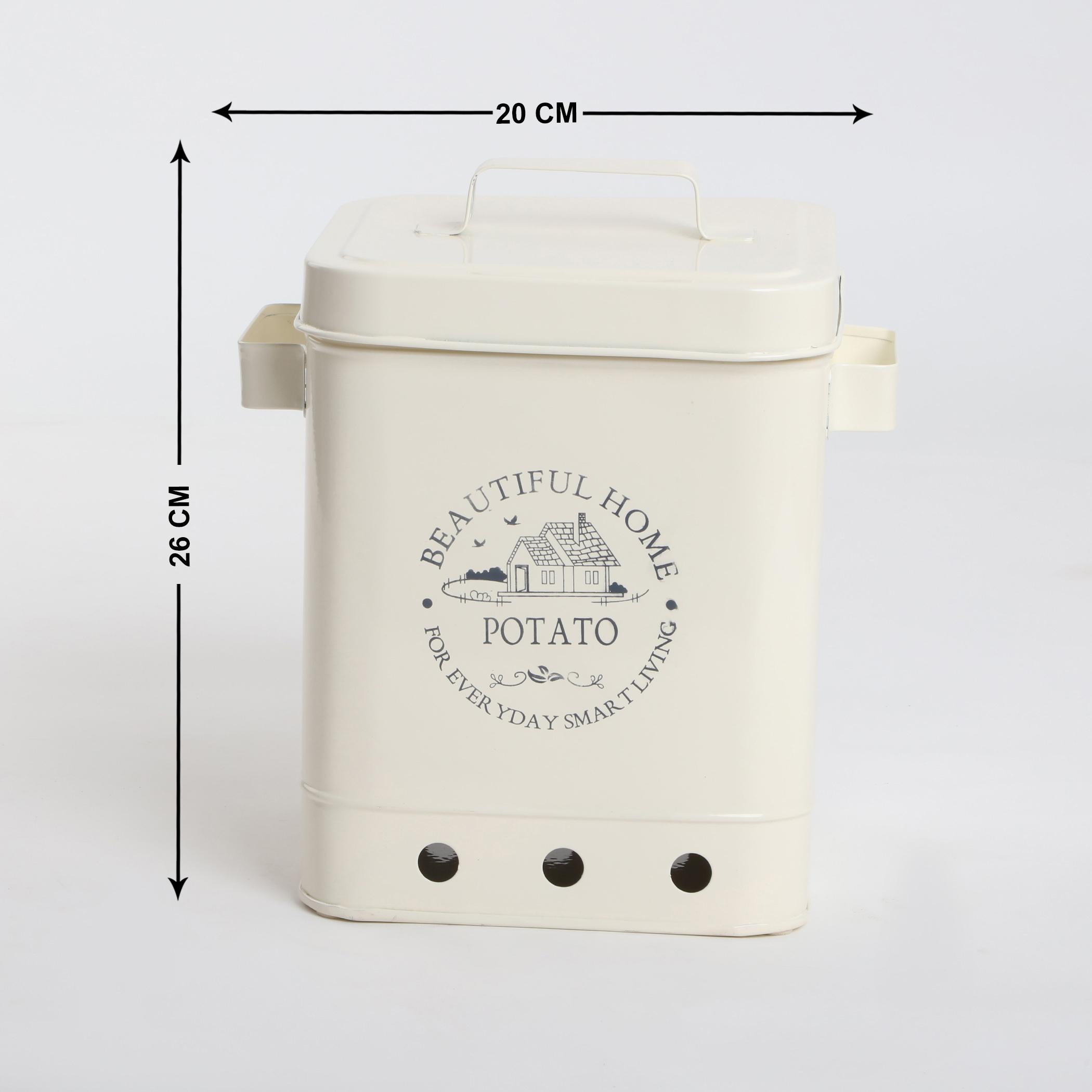 Mendo Metal Potato Canister in Beige