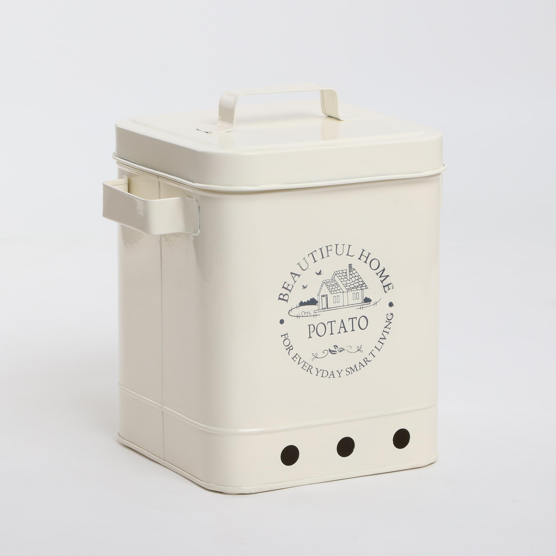 Mendo Metal Potato Canister in Beige
