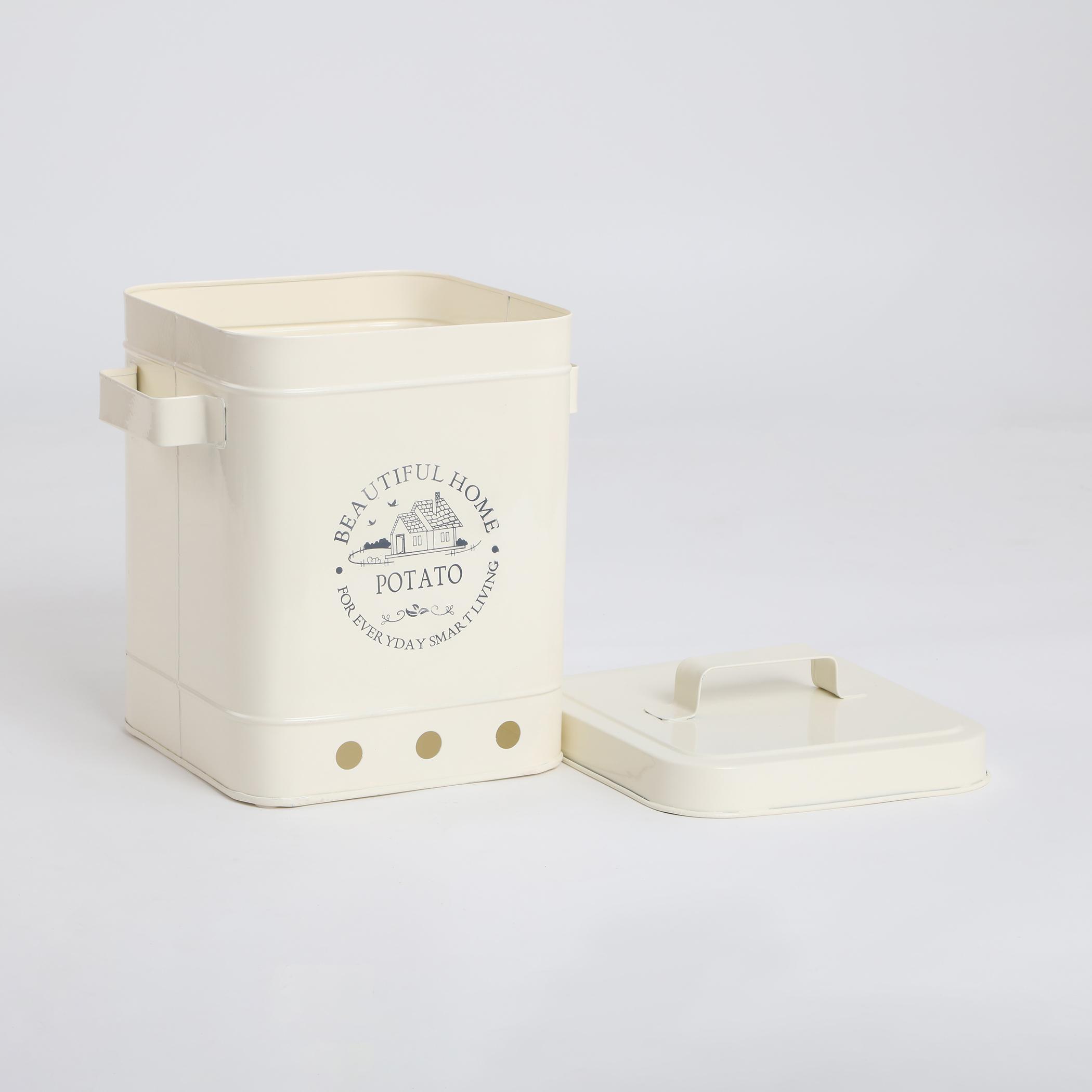 Mendo Metal Potato Canister in Beige