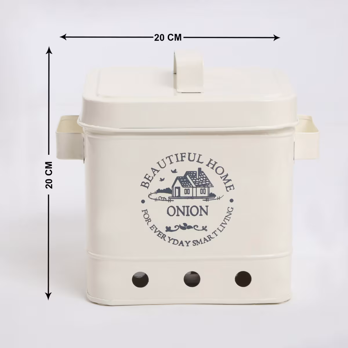 Mendo Iron Printed Onion Canister with Lid in Beige